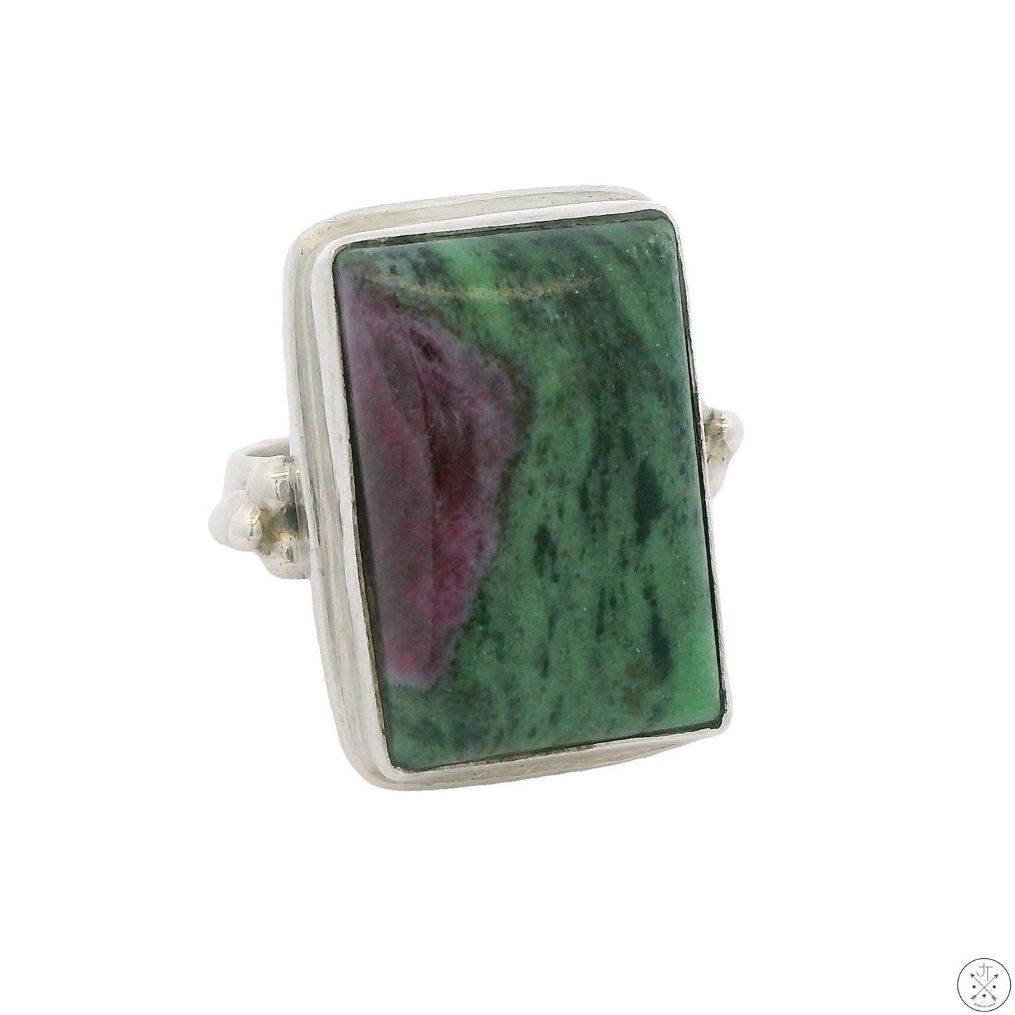 Vintage Sterling Silver Ring with Ruby in Zoisite Size 8 Rectangle