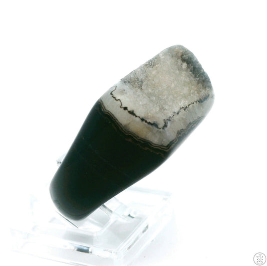 Drusy Quartz Agate Statement Ring Size 8 Black and White