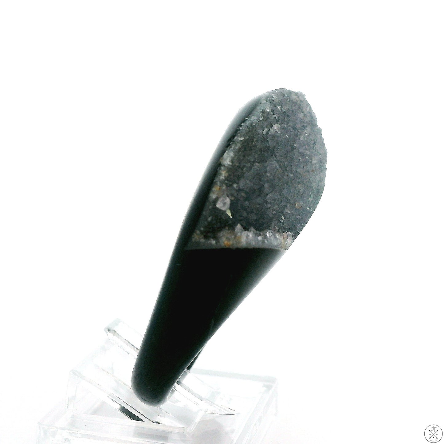 Drusy Quartz Agate Statement Ring Size 6.5 Black and White