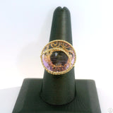 Milor Italy 14k Yellow Gold Ring with Large Amethyst Size 9 Wire Fashion