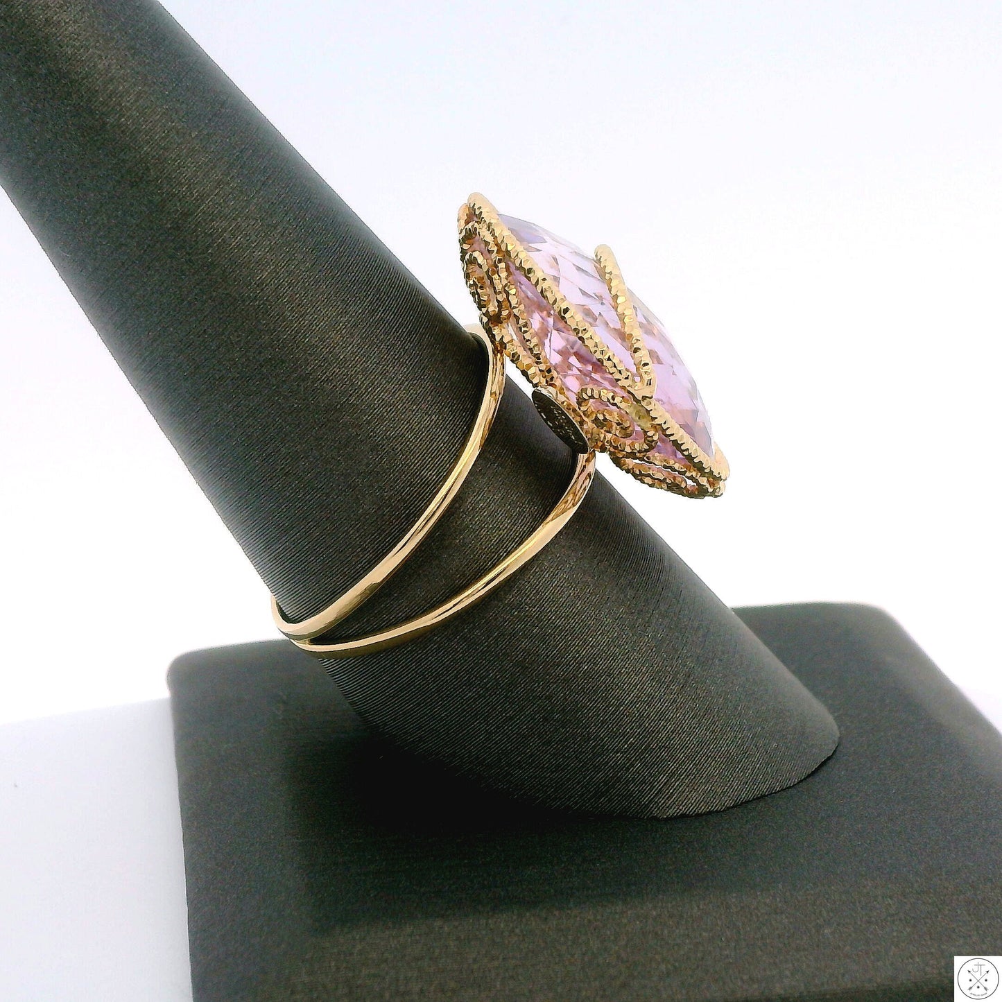 Milor Italy 14k Yellow Gold Ring with Large Amethyst Size 9 Wire Fashion