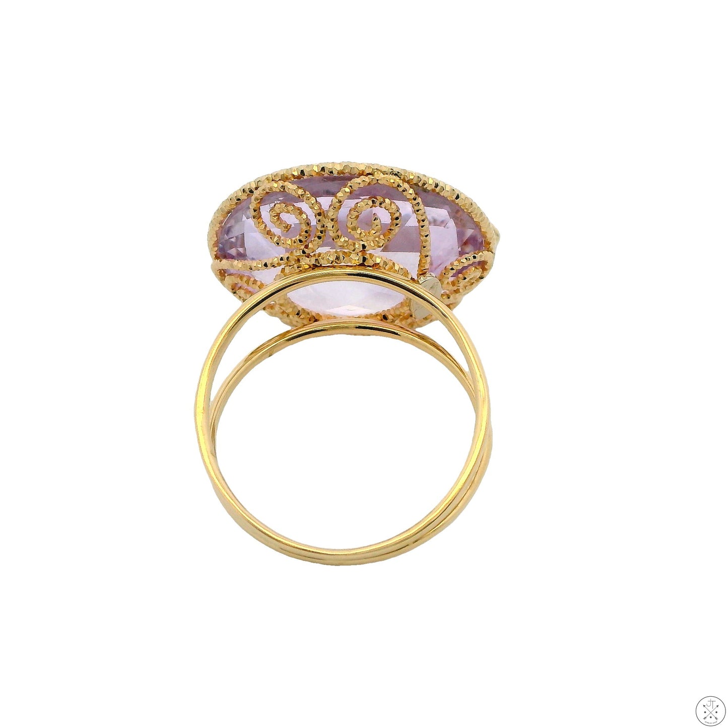 Milor Italy 14k Yellow Gold Ring with Large Amethyst Size 9 Wire Fashion