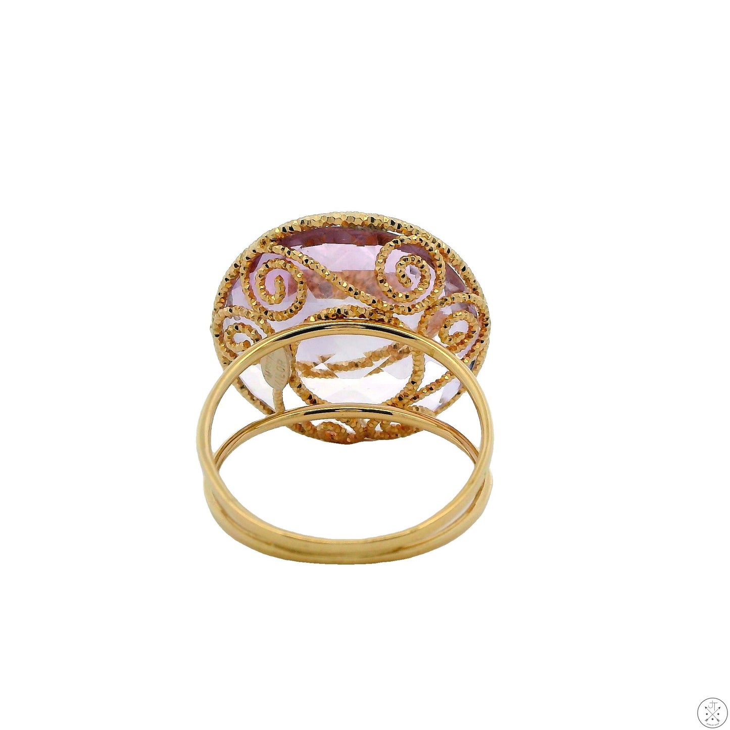 Milor Italy 14k Yellow Gold Ring with Large Amethyst Size 9 Wire Fashion