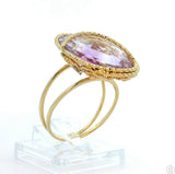 Milor Italy 14k Yellow Gold Ring with Large Amethyst Size 9 Wire Fashion