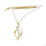 Vintage 10k Yellow Gold Wavy Marquise Pendant Necklace Natural Diamonds 18 inch