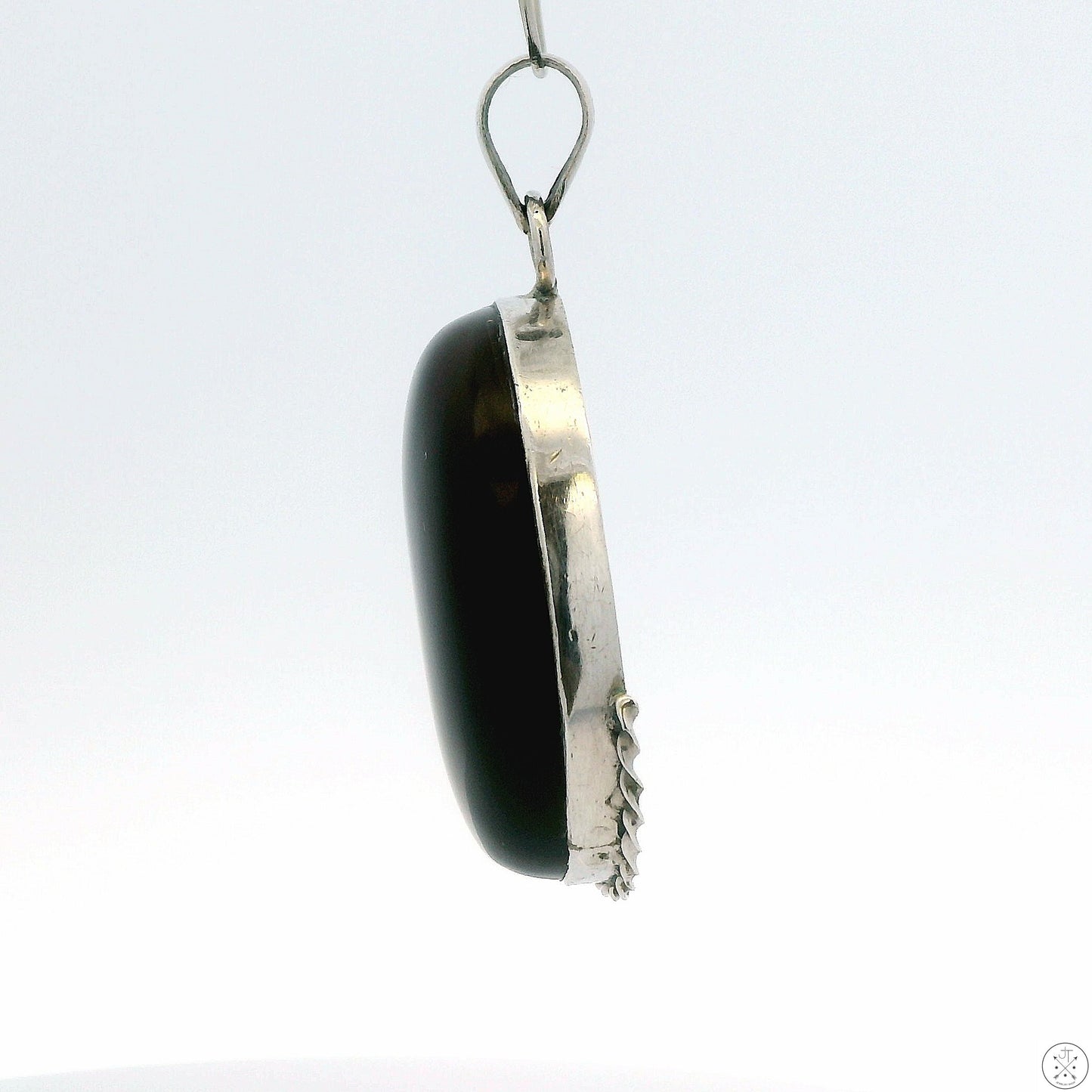 Vintage Sterling Silver Pendant with Dark Amber Cabochon Cognac