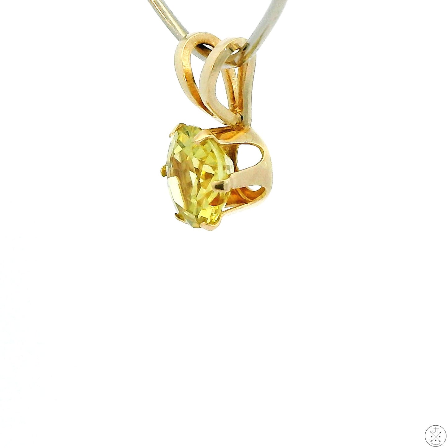 Vintage 14k Yellow Gold Drop Pendant with .50 Carat Chrysoberyl Solitaire Round