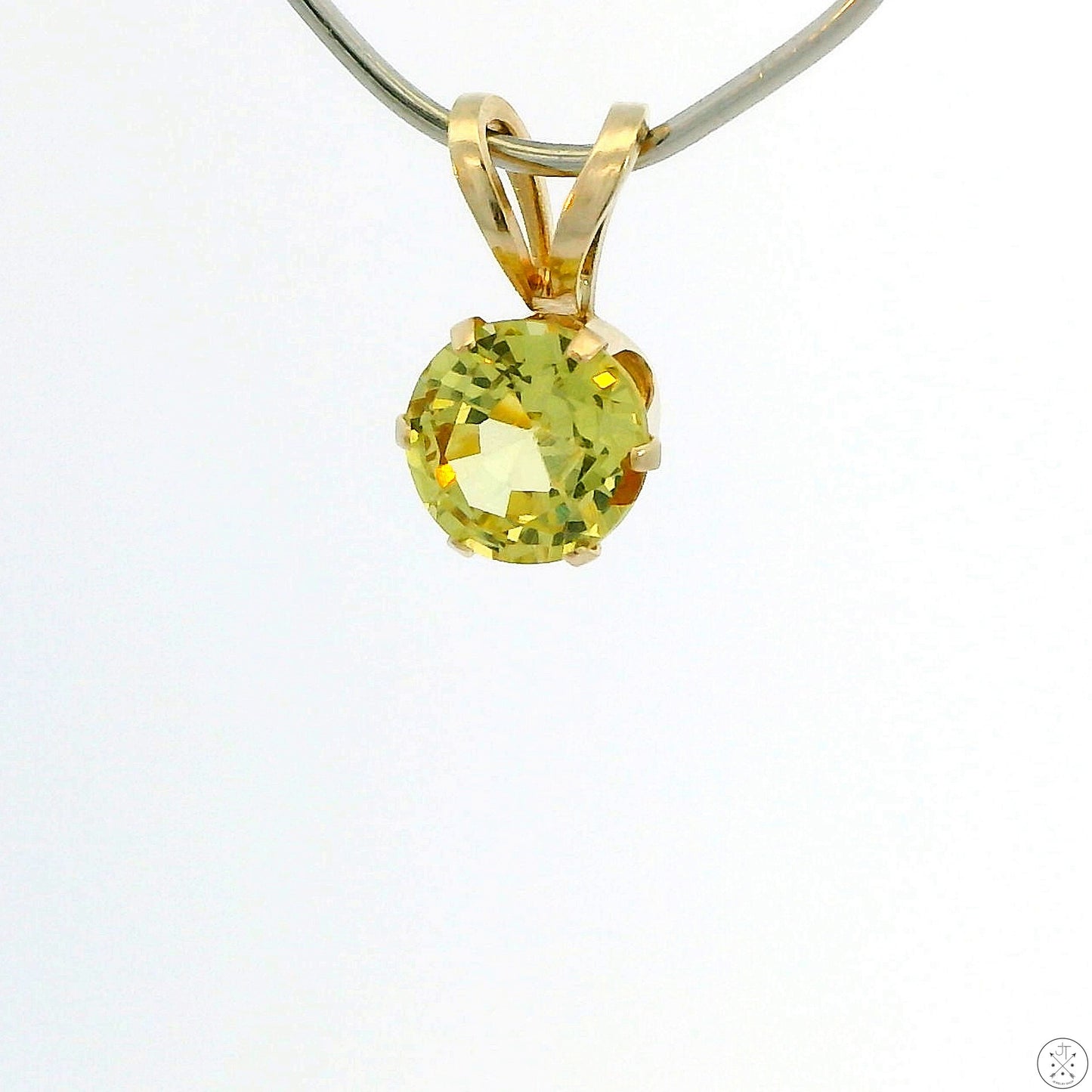 Vintage 14k Yellow Gold Drop Pendant with .50 Carat Chrysoberyl Solitaire Round