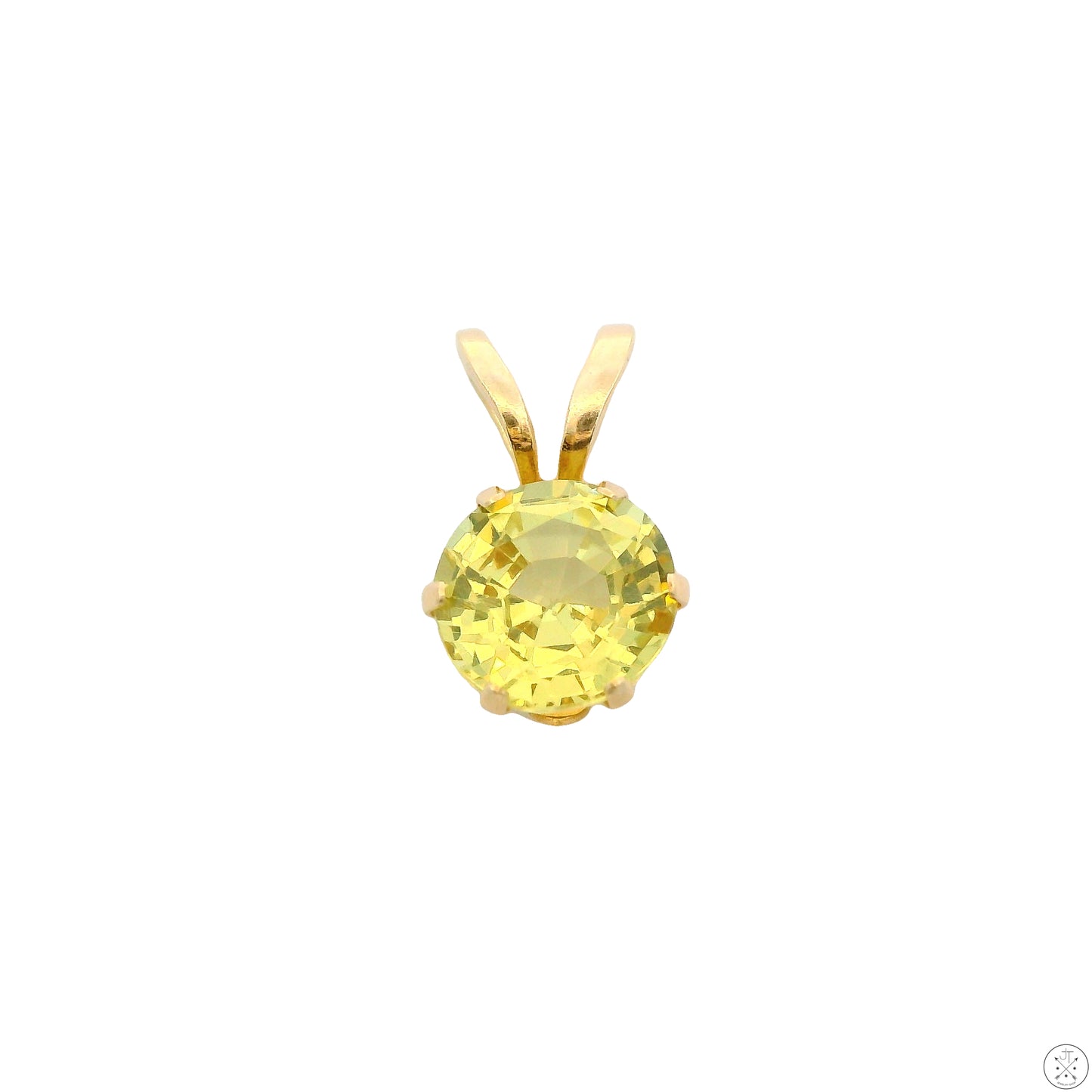 Vintage 14k Yellow Gold Drop Pendant with .50 Carat Chrysoberyl Solitaire Round