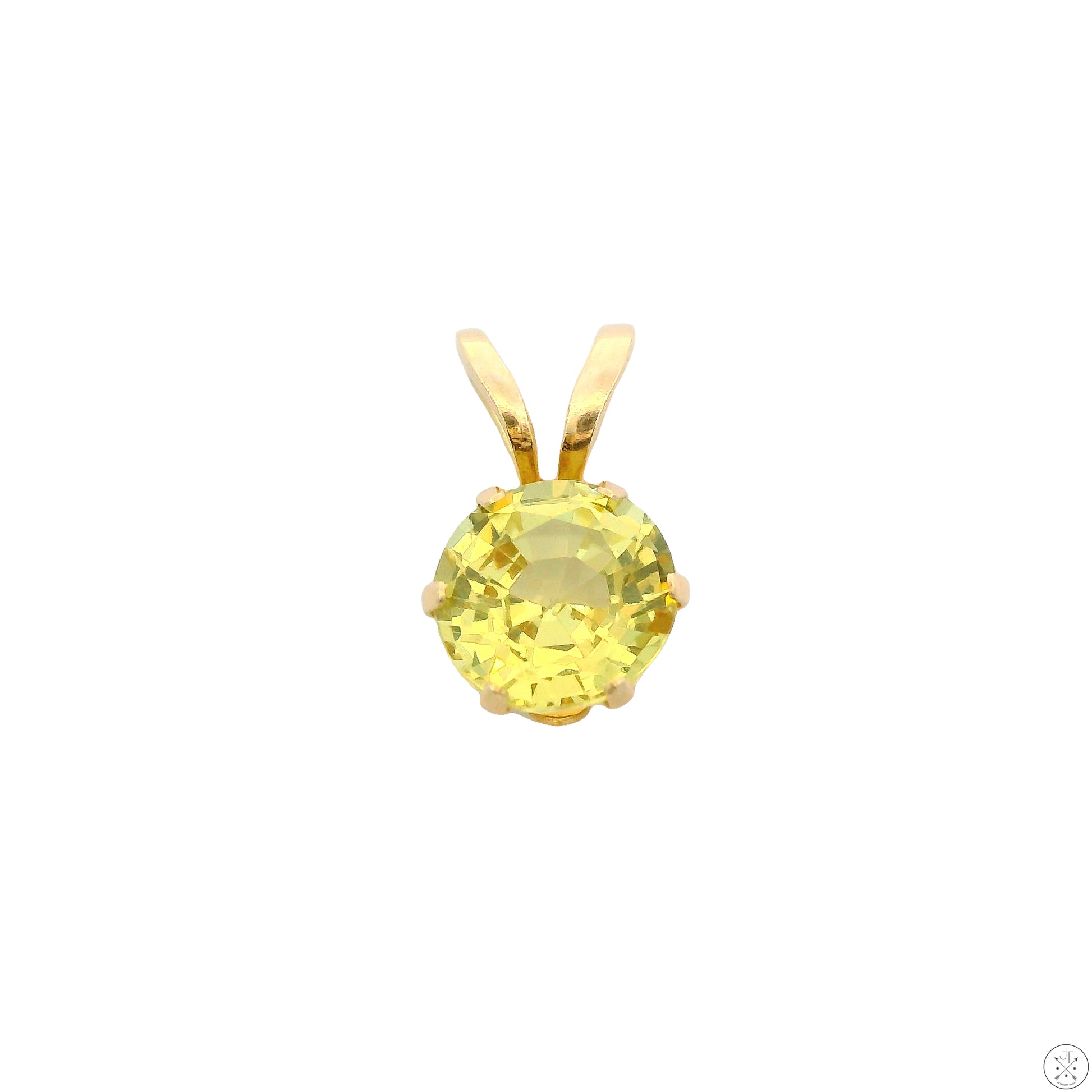 Vintage 14k Yellow Gold Drop Pendant with .50 Carat Chrysoberyl Solitaire Round
