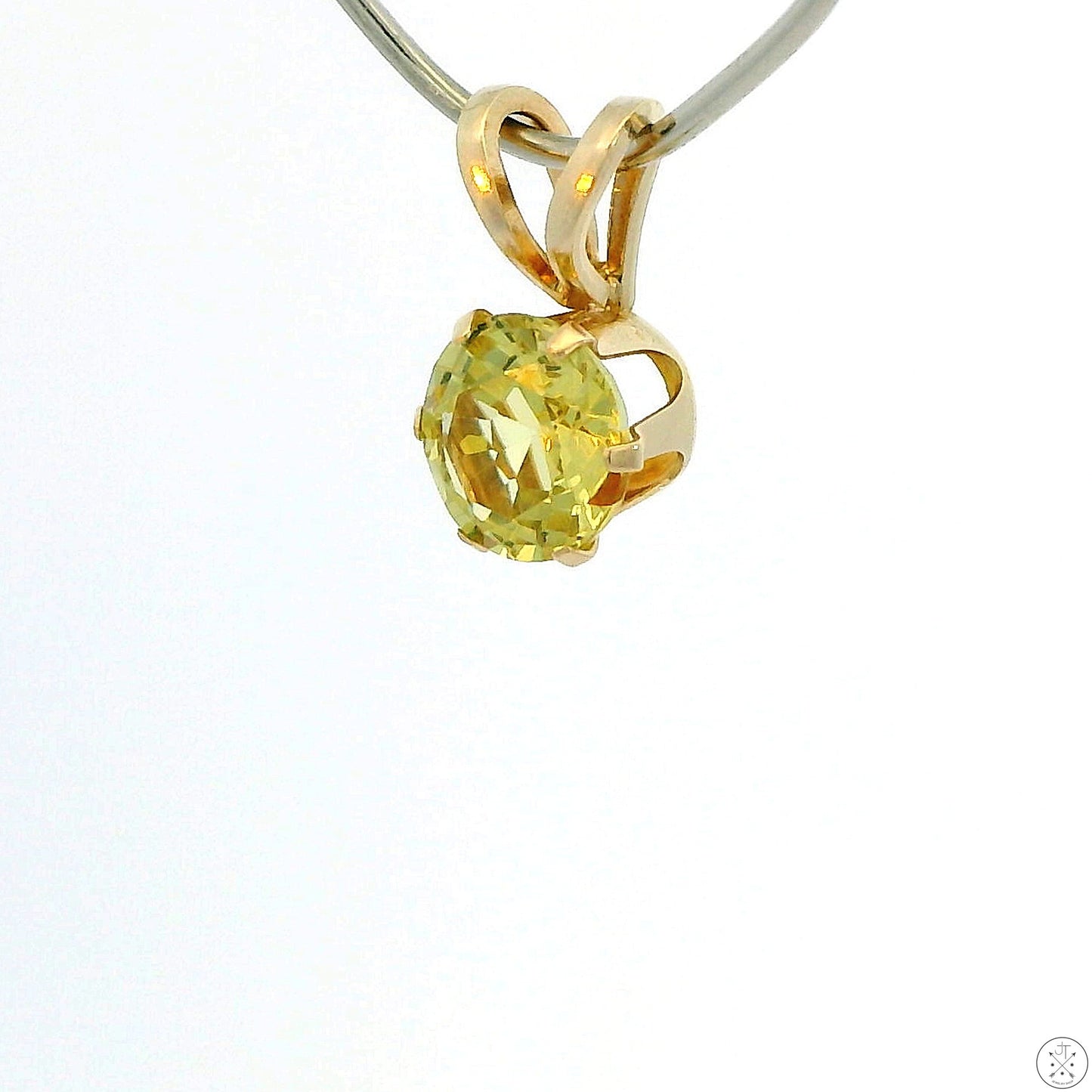 Vintage 14k Yellow Gold Drop Pendant with .50 Carat Chrysoberyl Solitaire Round