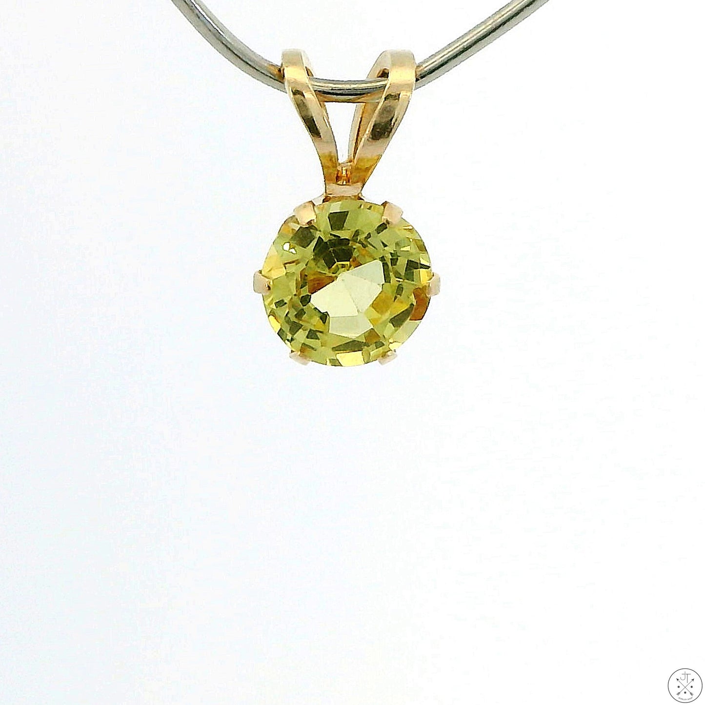 Vintage 14k Yellow Gold Drop Pendant with .50 Carat Chrysoberyl Solitaire Round