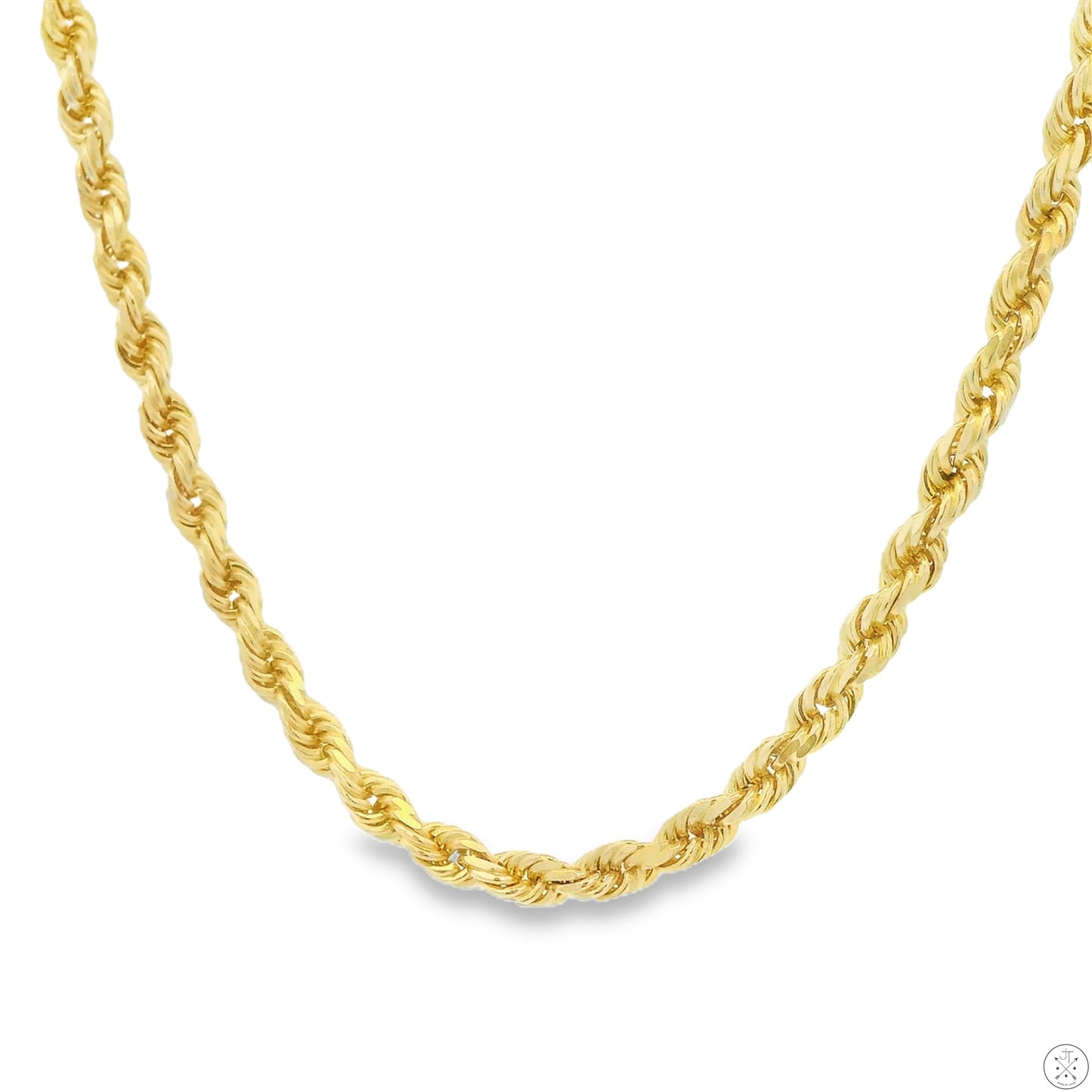 New Solid 14k Yellow Gold 22 Inch 3.5 mm Diamond Cut Rope Necklace Chain