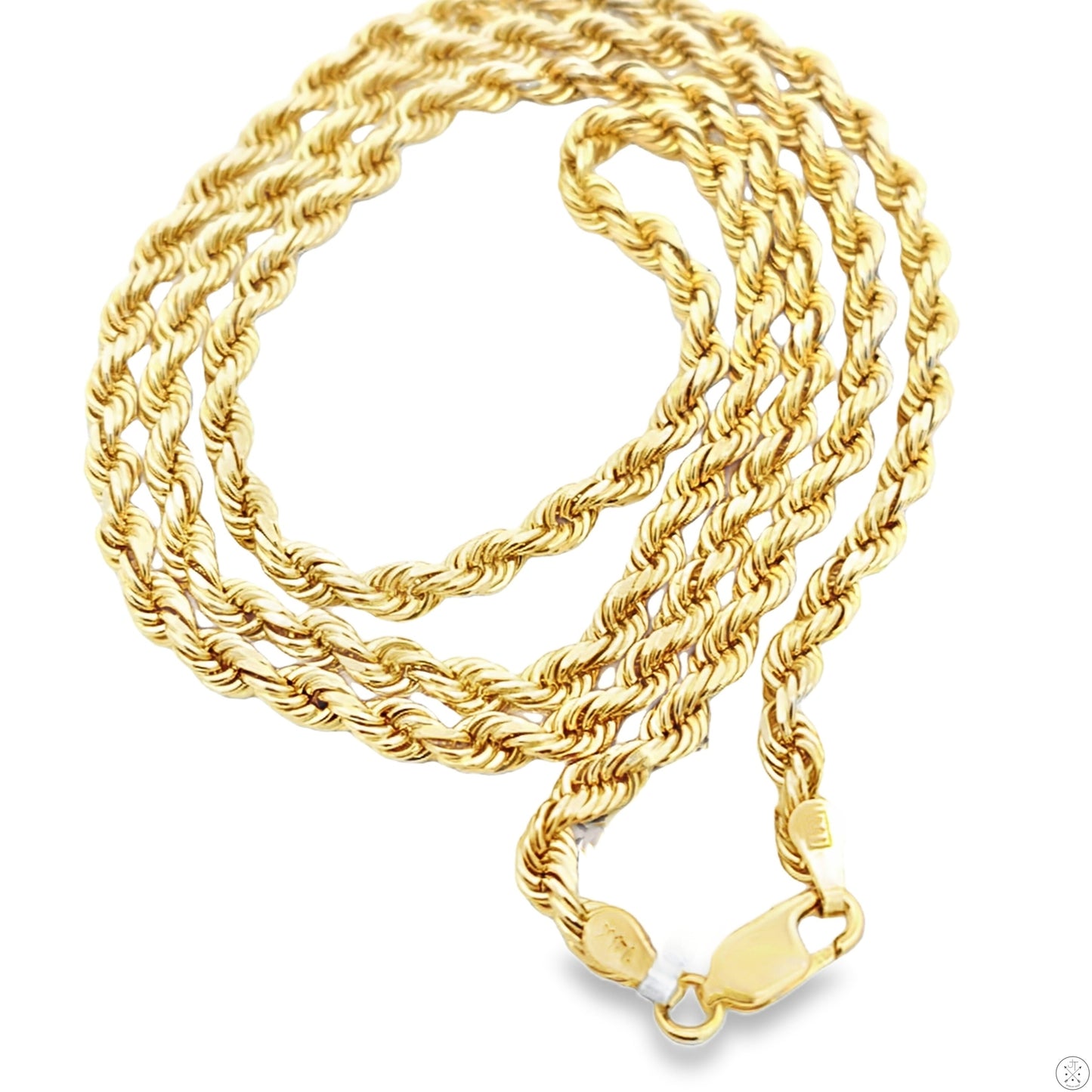 New Solid 14k Yellow Gold 22 Inch 3.5 mm Diamond Cut Rope Necklace Chain