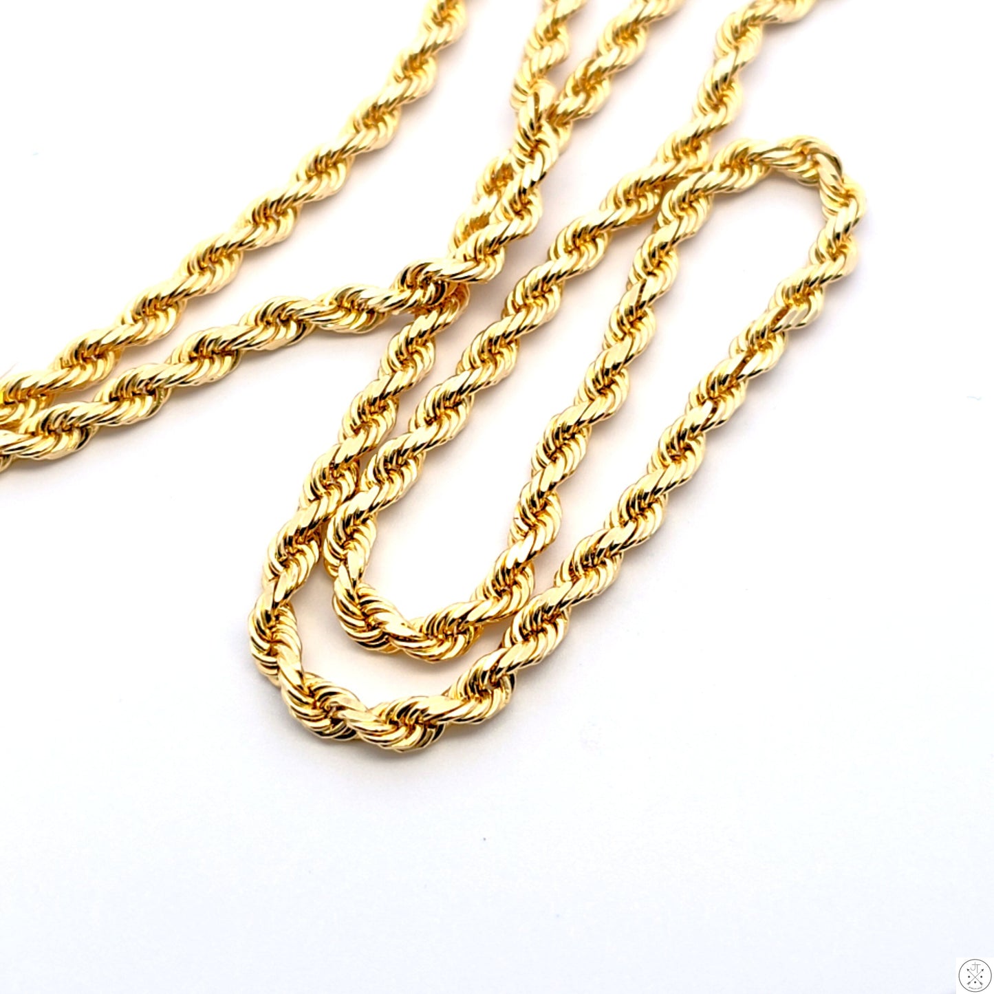 New Solid 14k Yellow Gold 22 Inch 3.5 mm Diamond Cut Rope Necklace Chain