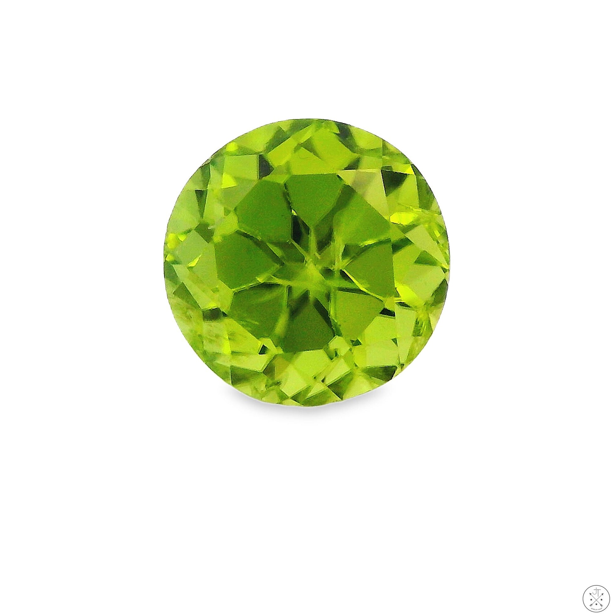 3.87 Carat Natural Peridot 9 mm Round Faceted Gemstone Loose