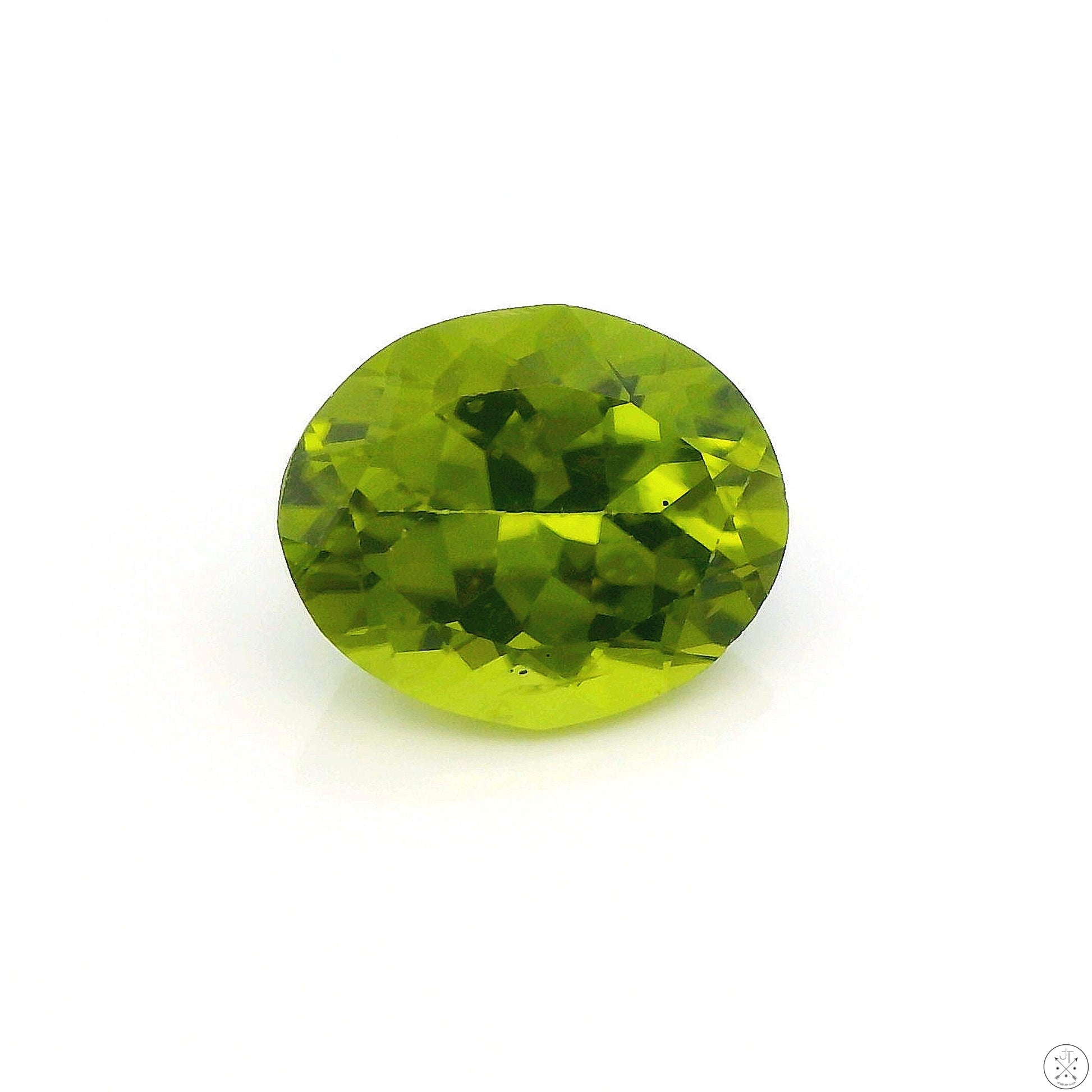 3.55 Carat Natural Peridot 11 x 9 mm Oval Faceted Gemstone Loose