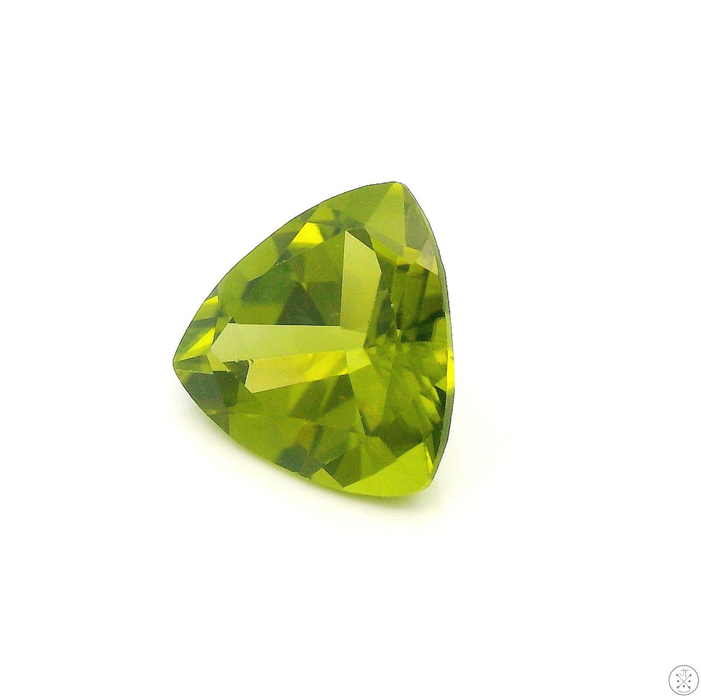 3.24 Carat Natural Peridot 10 mm Trillion Faceted Gemstone Loose