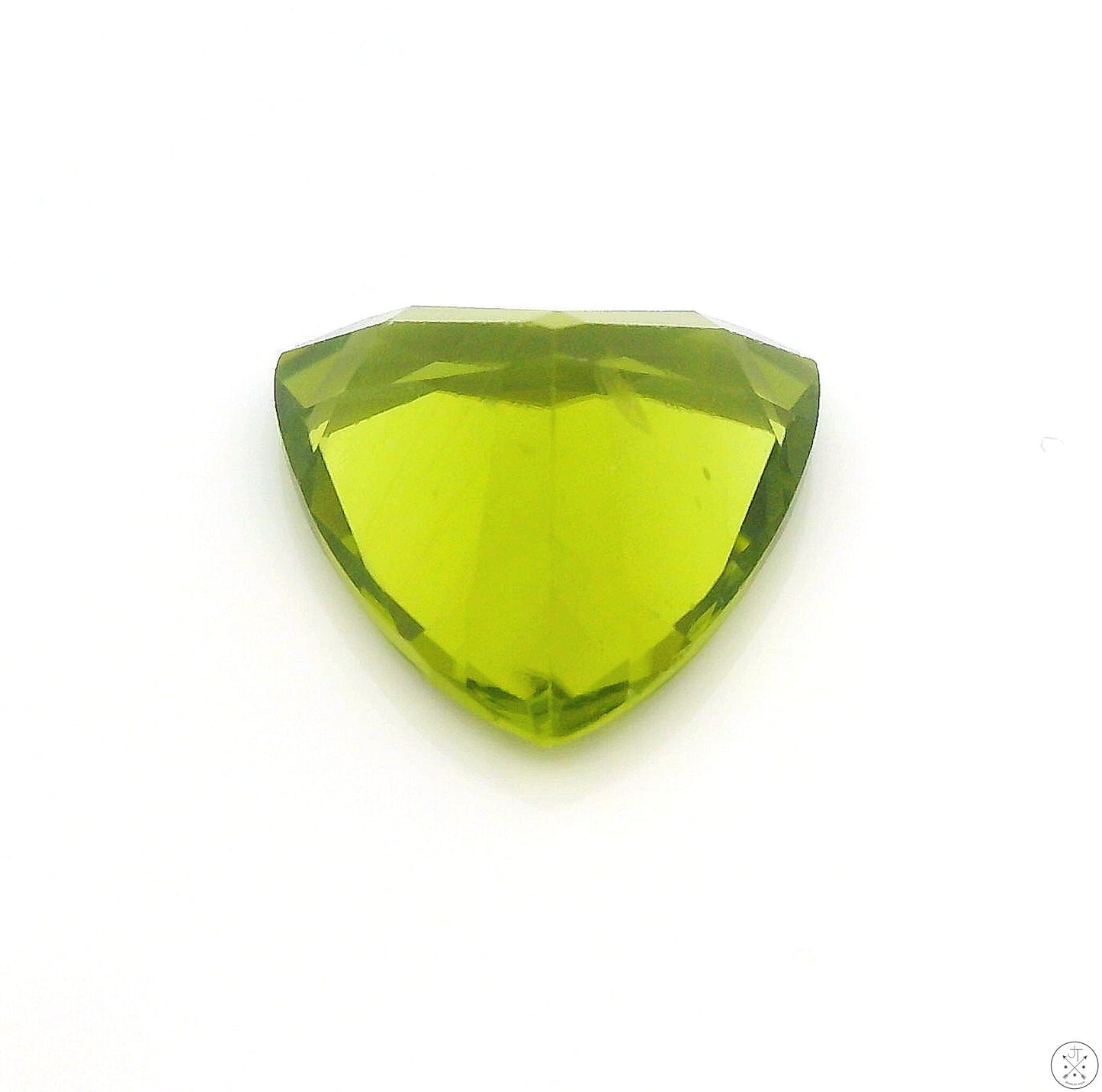 3.24 Carat Natural Peridot 10 mm Trillion Faceted Gemstone Loose