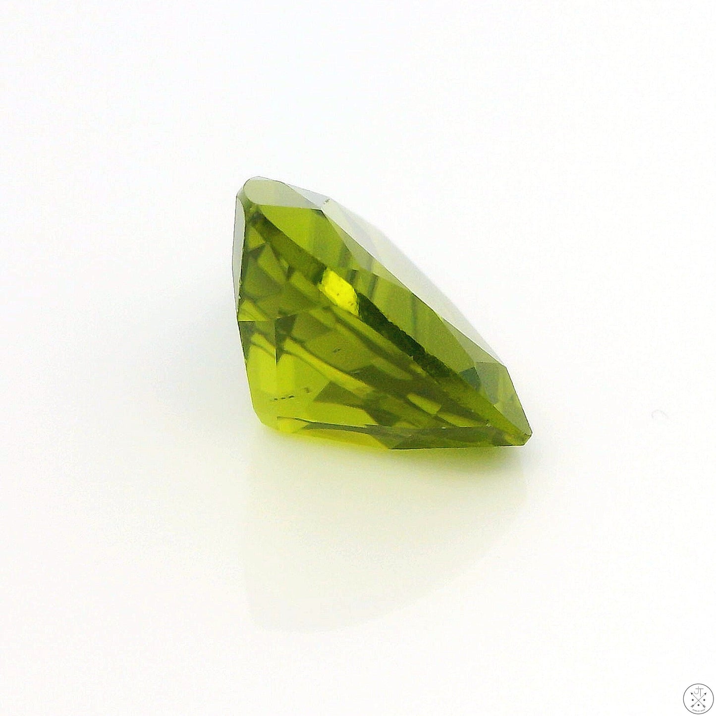 3.24 Carat Natural Peridot 10 mm Trillion Faceted Gemstone Loose