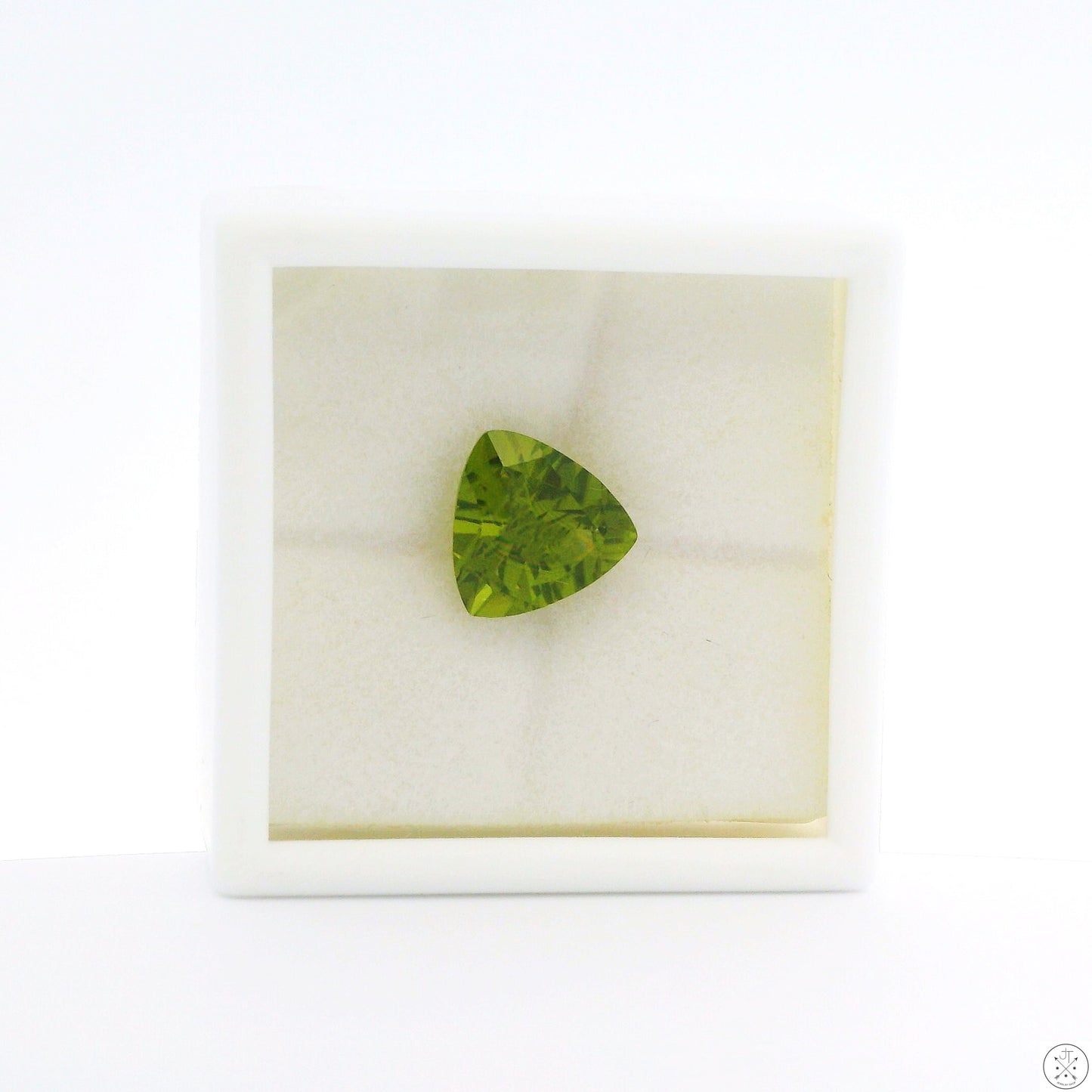 3.24 Carat Natural Peridot 10 mm Trillion Faceted Gemstone Loose