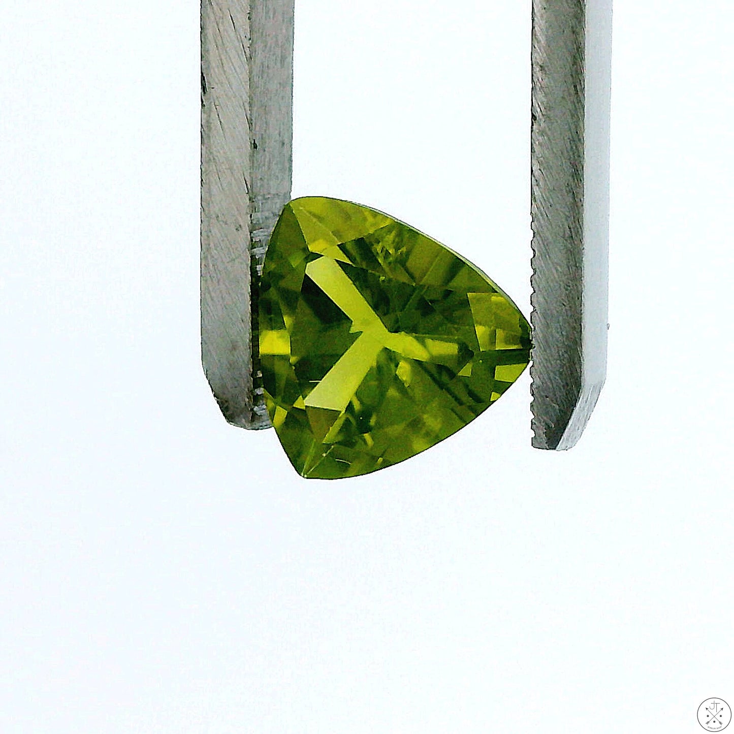 3.24 Carat Natural Peridot 10 mm Trillion Faceted Gemstone Loose