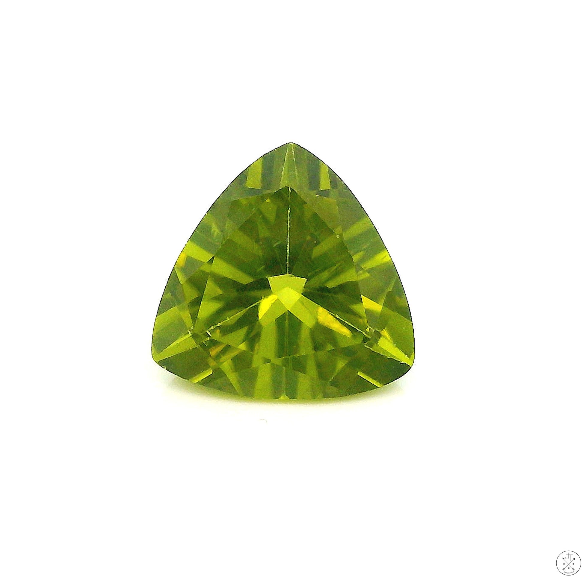 3.24 Carat Natural Peridot 10 mm Trillion Faceted Gemstone Loose