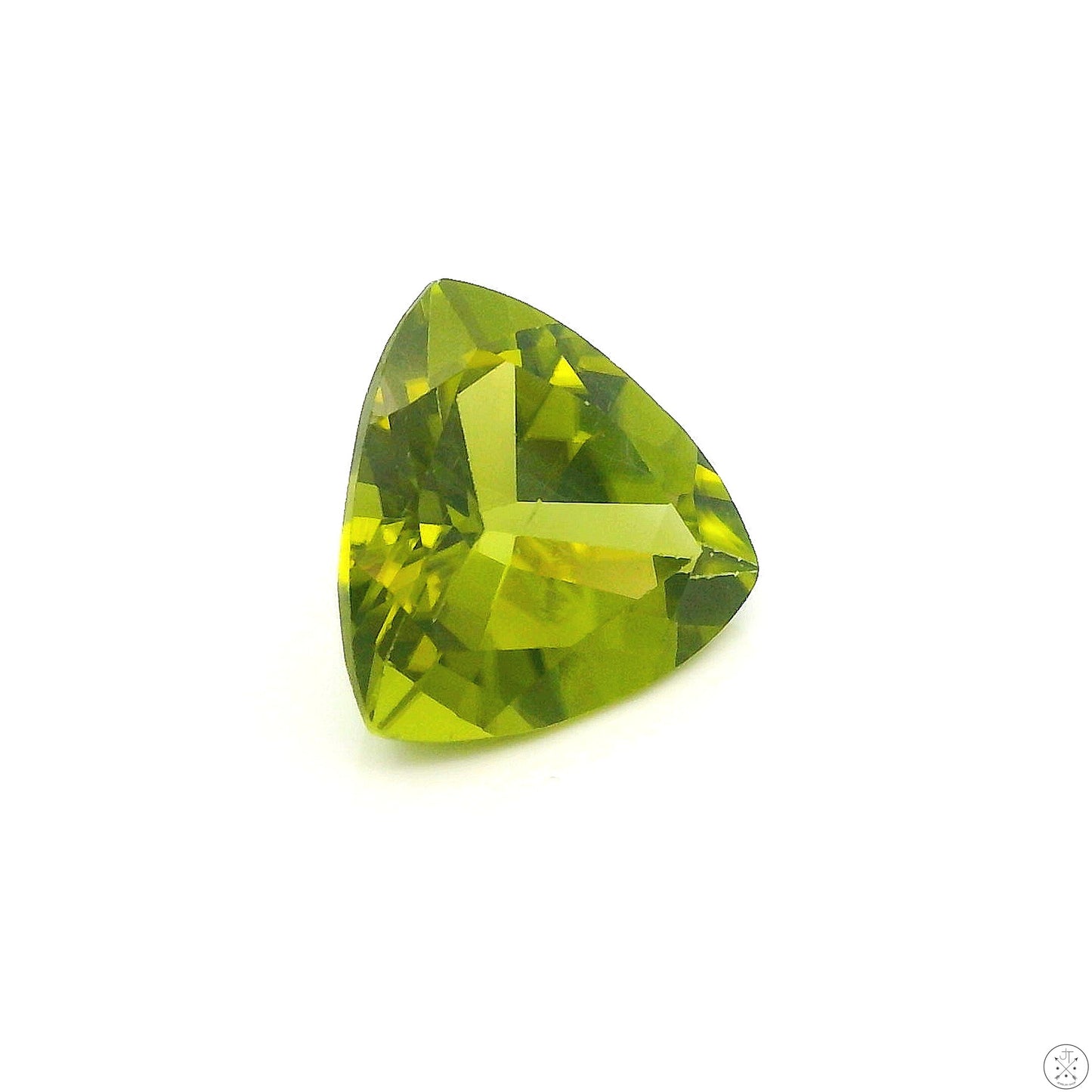 3.24 Carat Natural Peridot 10 mm Trillion Faceted Gemstone Loose