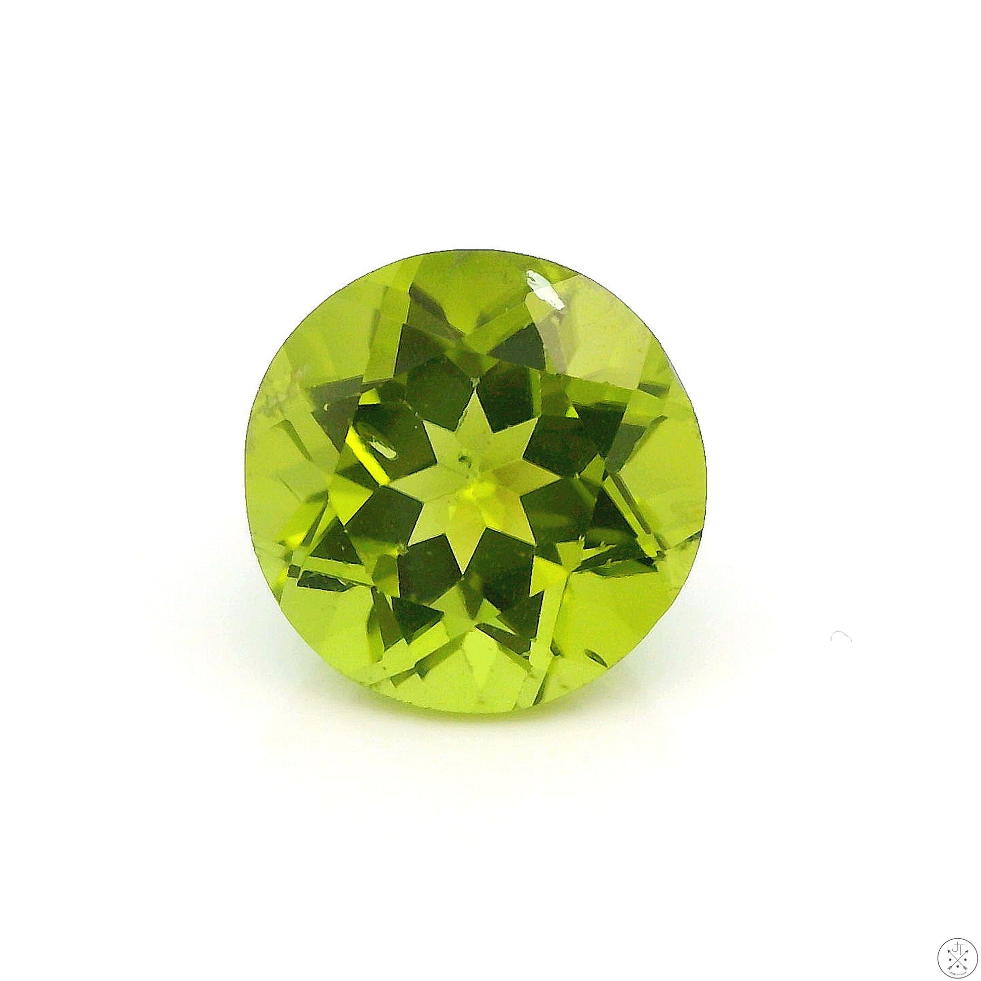 3.36 Carat Natural Peridot 9 mm Round Faceted Gemstone Loose
