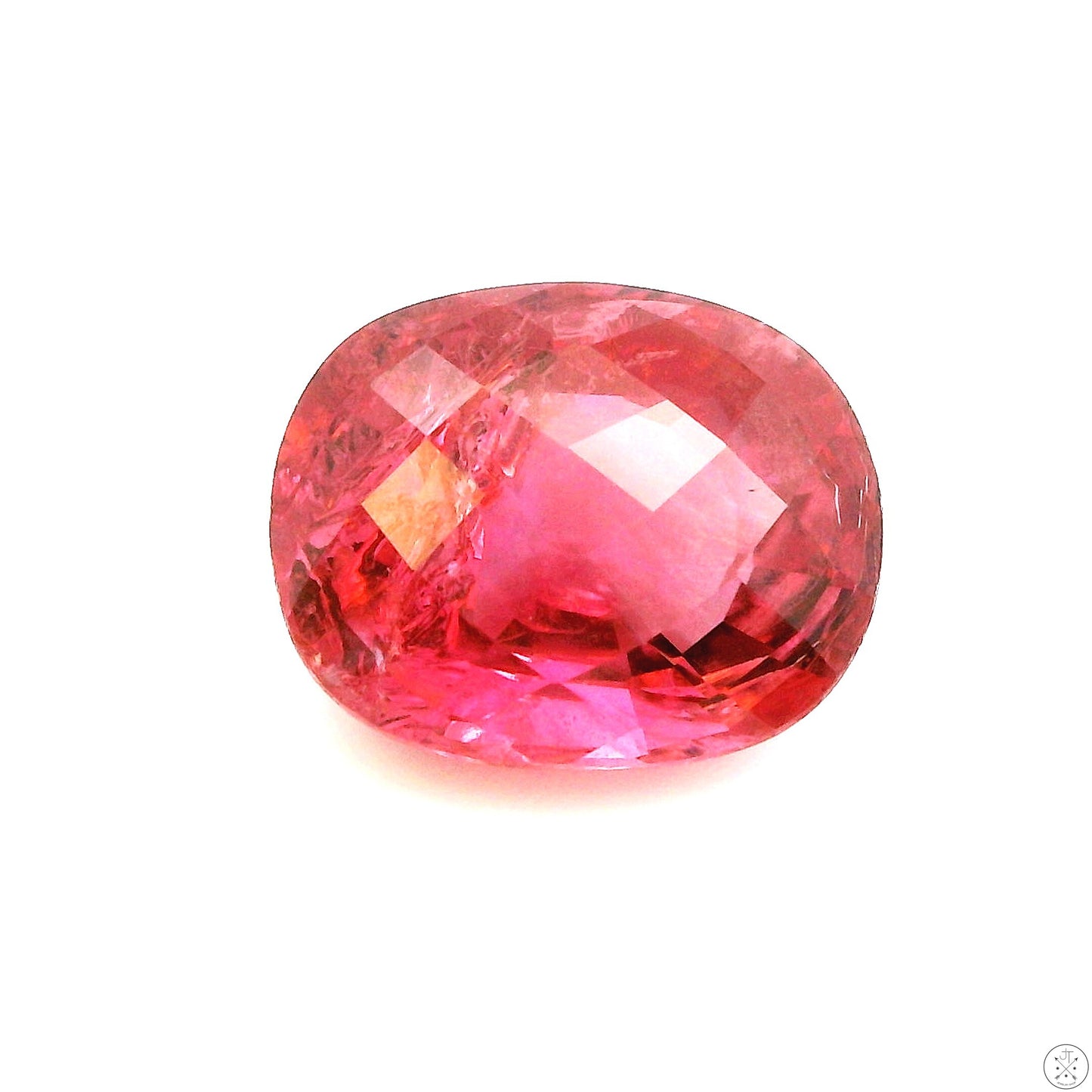3.98 Carat Natural Pink Tourmaline 11 x 9 mm Cushion Faceted Gemstone Loose