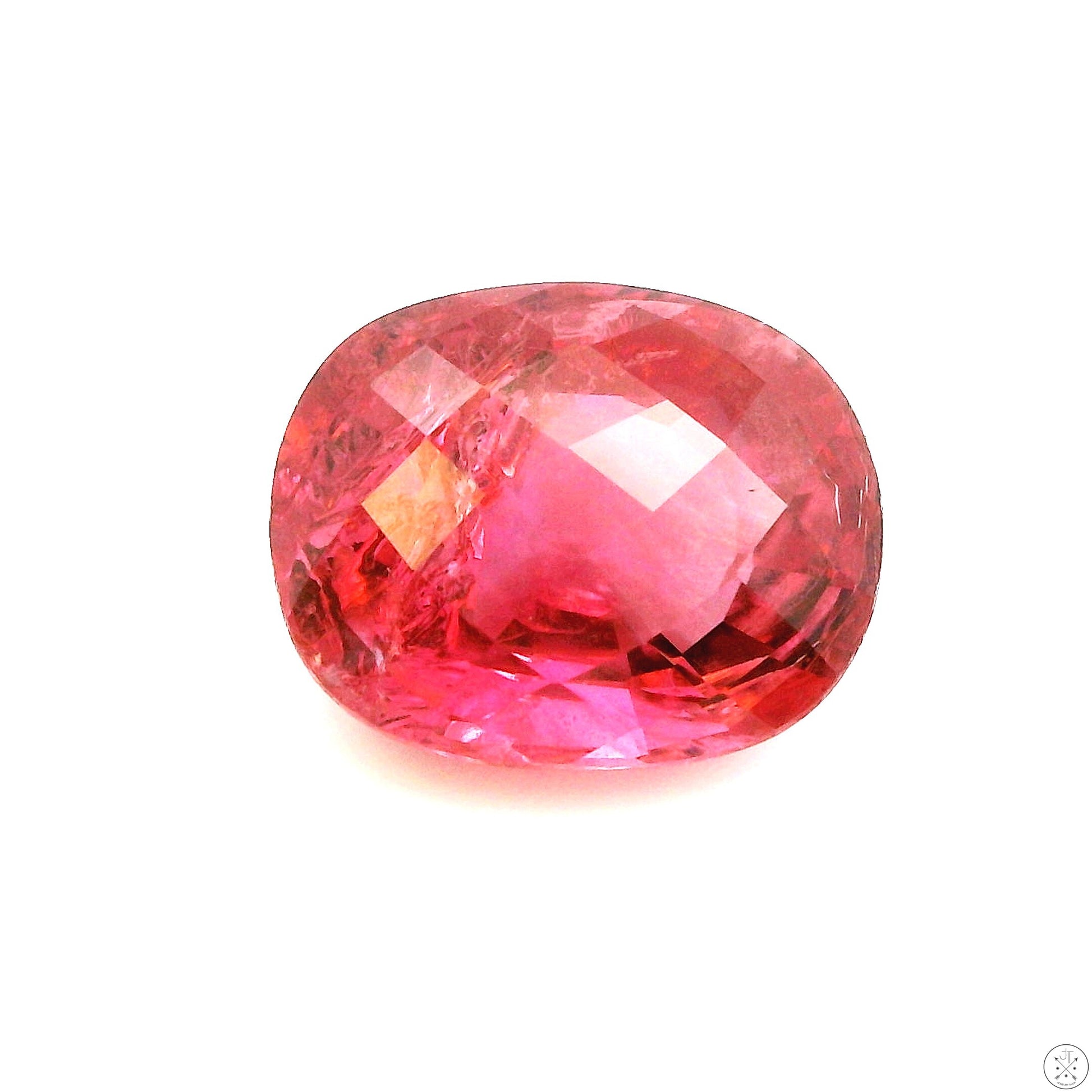 3.98 Carat Natural Pink Tourmaline 11 x 9 mm Cushion Faceted Gemstone Loose