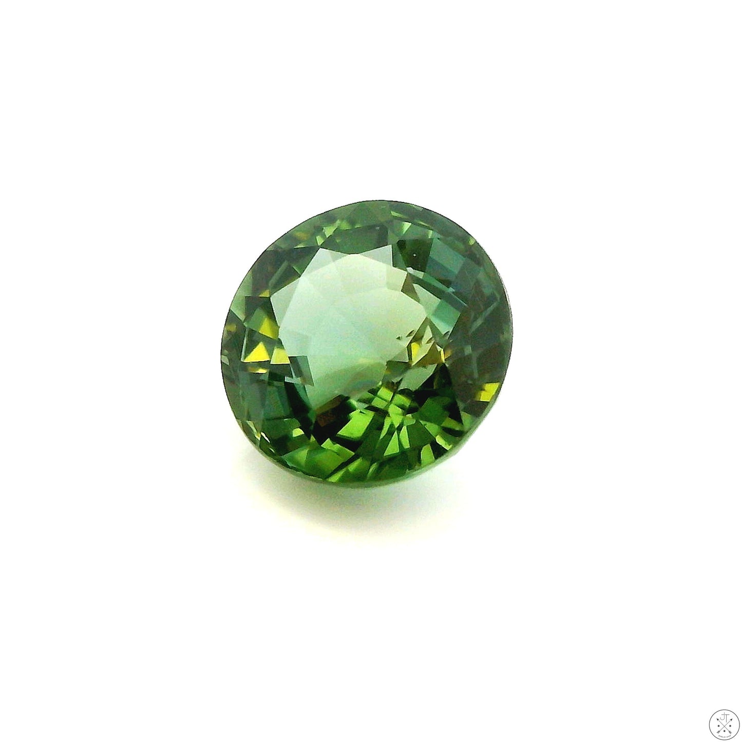 1.76 Carat Natural Green Tourmaline 7.4 mm Round Faceted Gemstone Loose