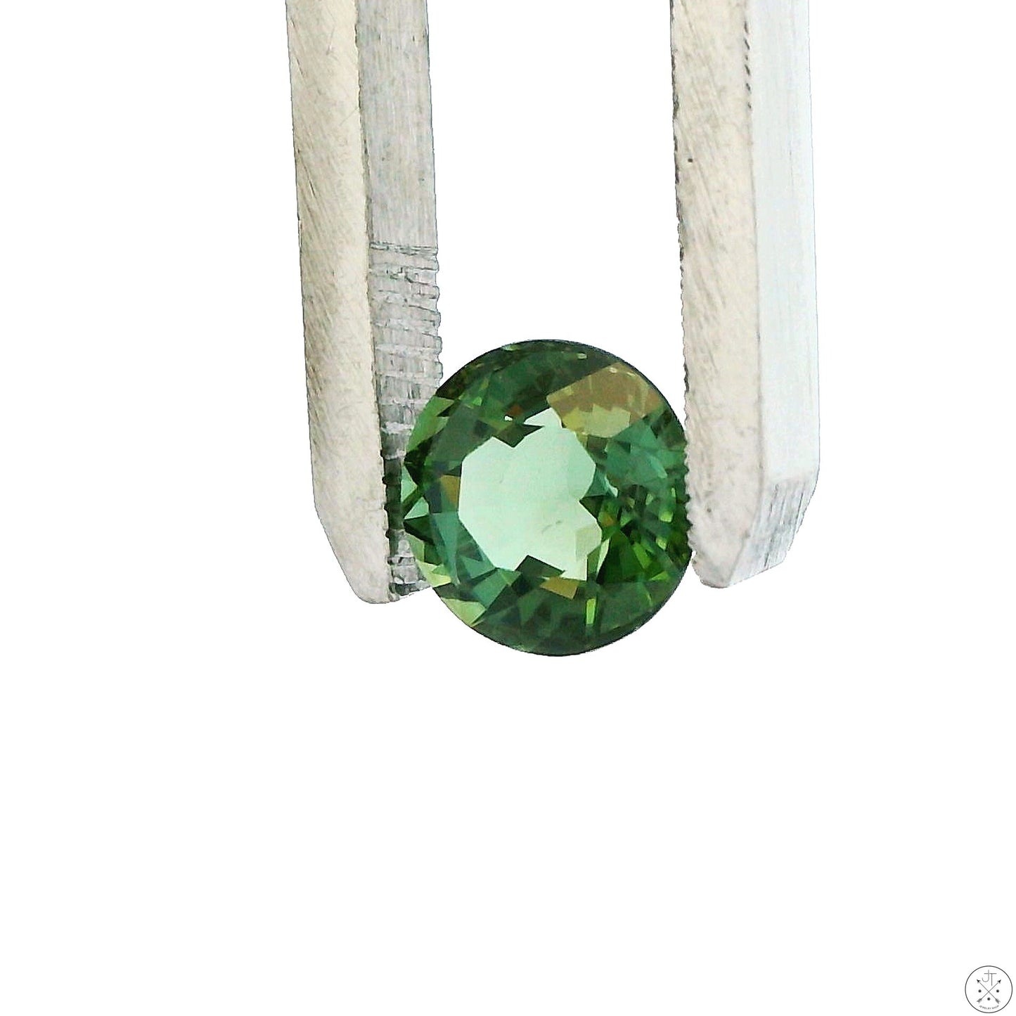 1.76 Carat Natural Green Tourmaline 7.4 mm Round Faceted Gemstone Loose