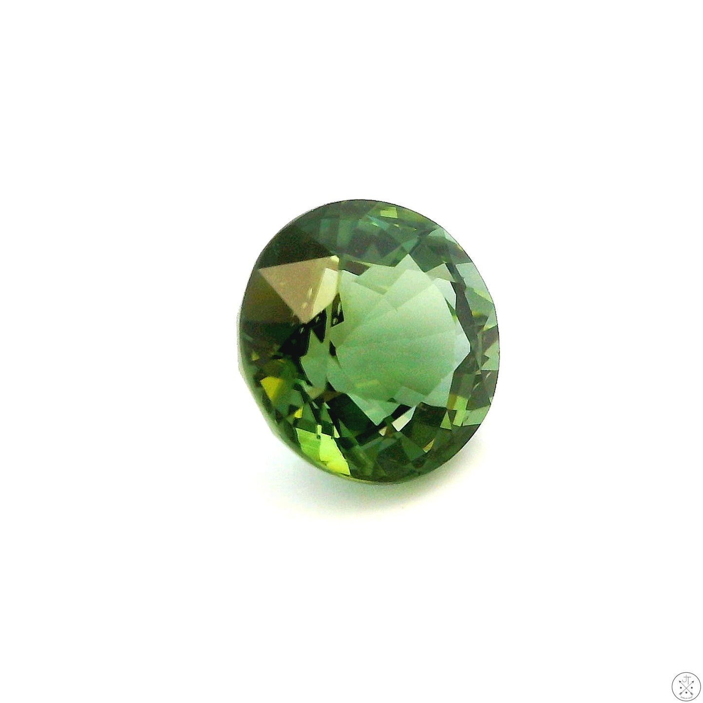 1.76 Carat Natural Green Tourmaline 7.4 mm Round Faceted Gemstone Loose