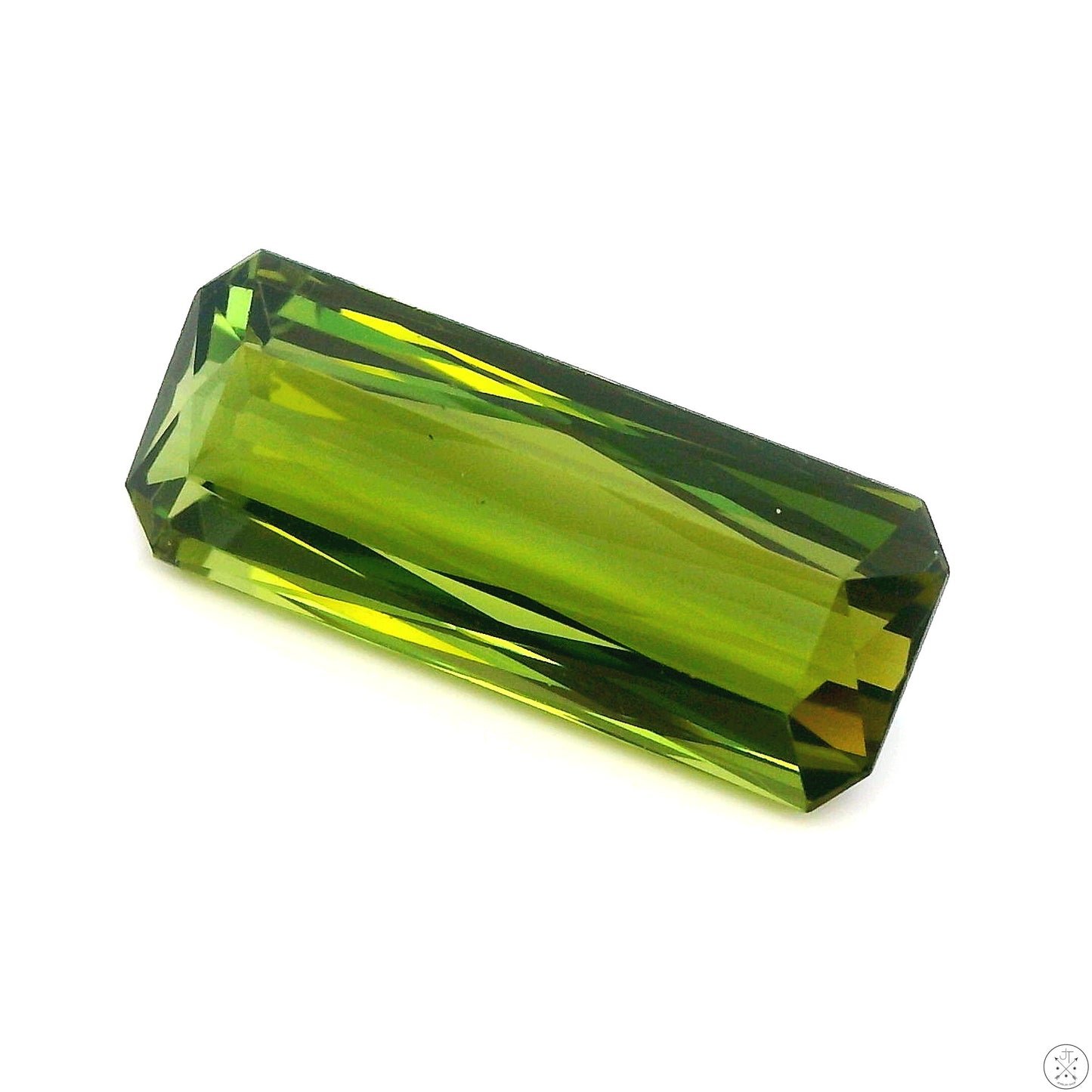 4.04 Carat Natural Green Tourmaline 15.7 x 6.4 mm Rectangle Faceted Gemstone Loose