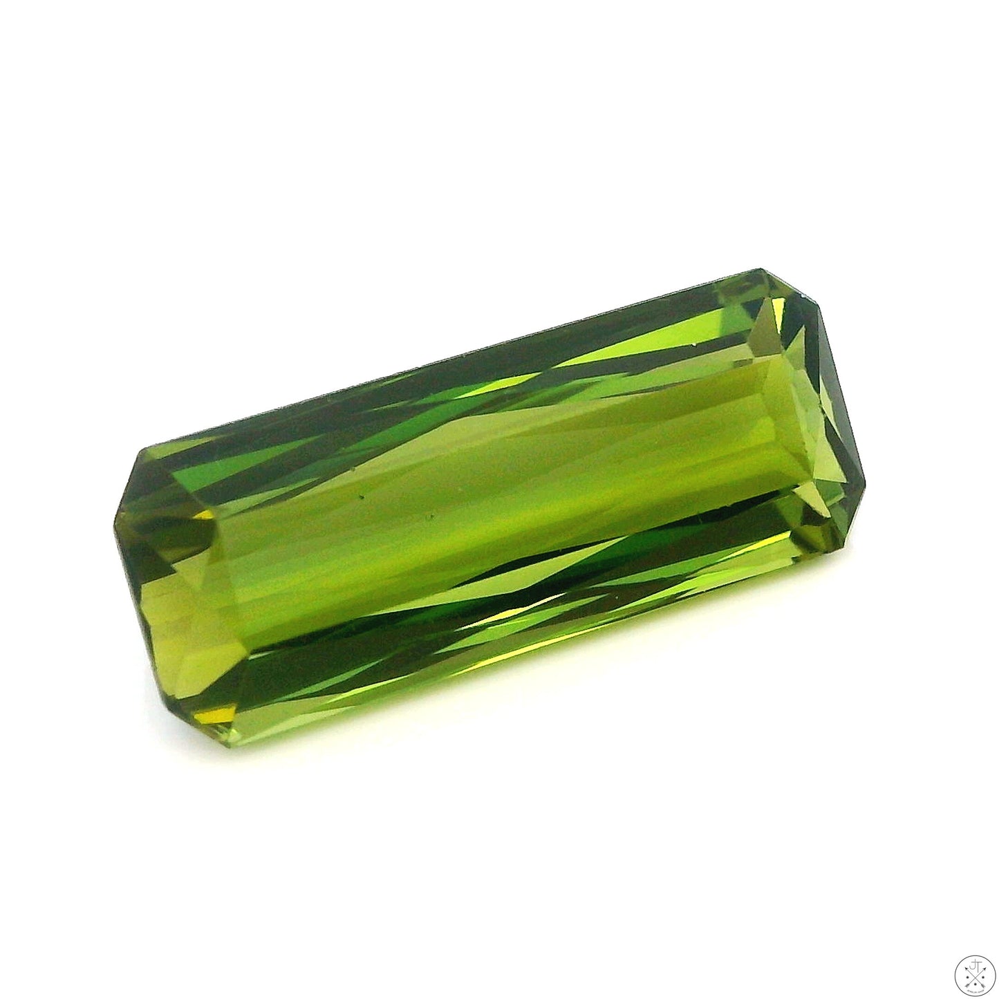 4.04 Carat Natural Green Tourmaline 15.7 x 6.4 mm Rectangle Faceted Gemstone Loose