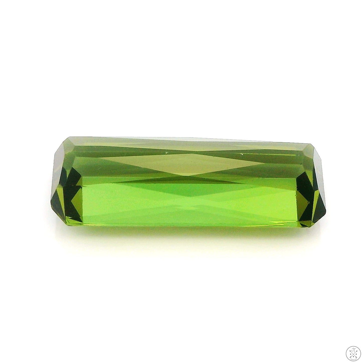 4.04 Carat Natural Green Tourmaline 15.7 x 6.4 mm Rectangle Faceted Gemstone Loose