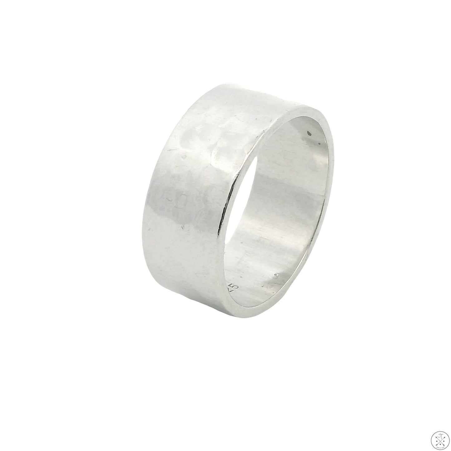 Vintage Sterling Silver 8 mm Hammered Band Size 7 Wide