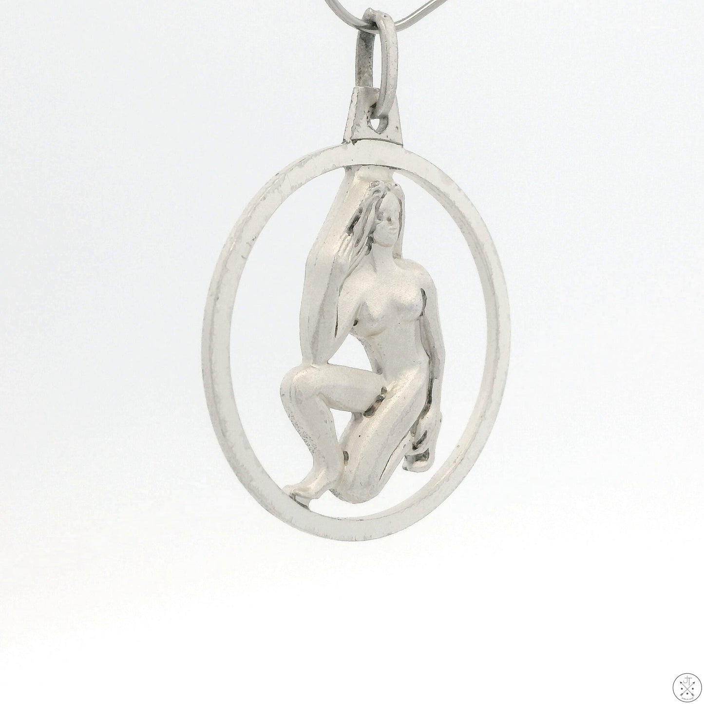 Vintage NOS Sterling Silver Virgo Zodiac Pendant Krementz W. Germany Virgin Nude 2