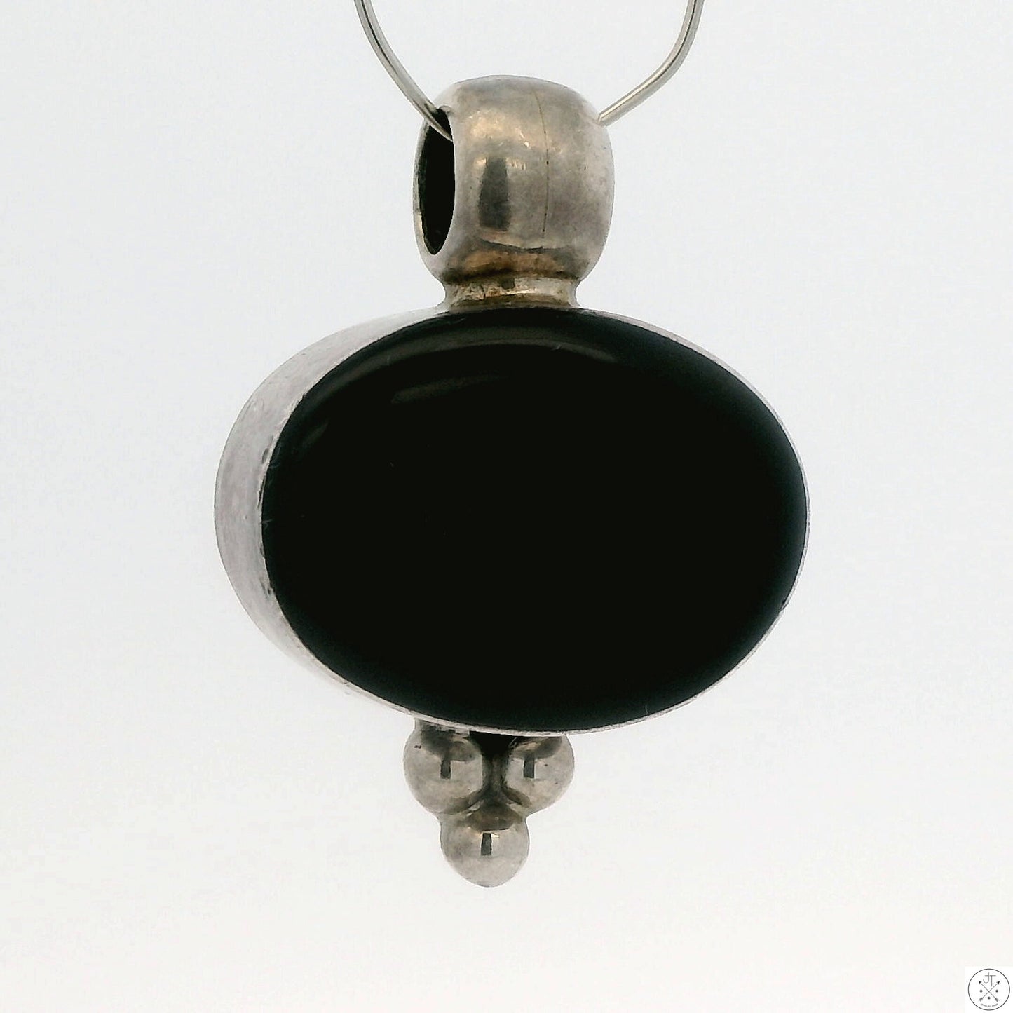 Vintage Sterling Silver Pendant with Onyx ATI Mexico