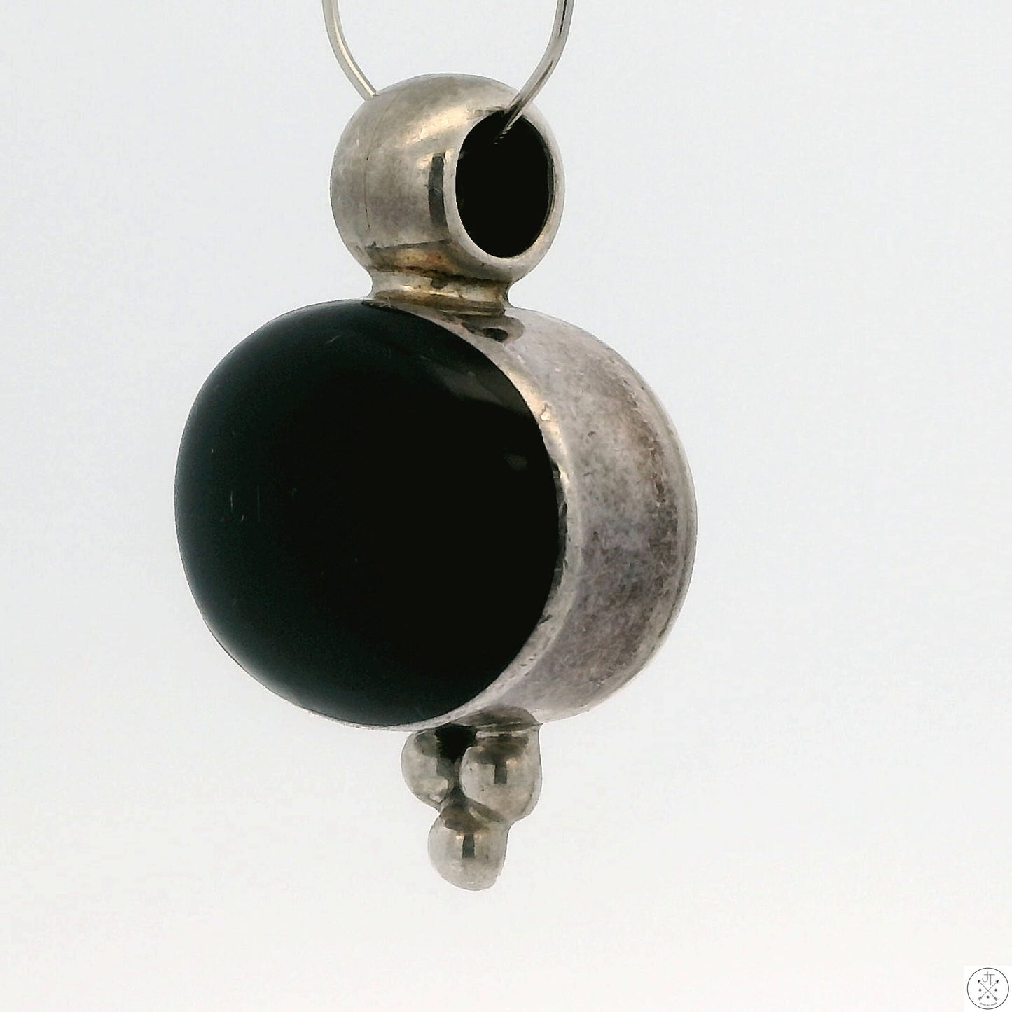 Vintage Sterling Silver Pendant with Onyx ATI Mexico
