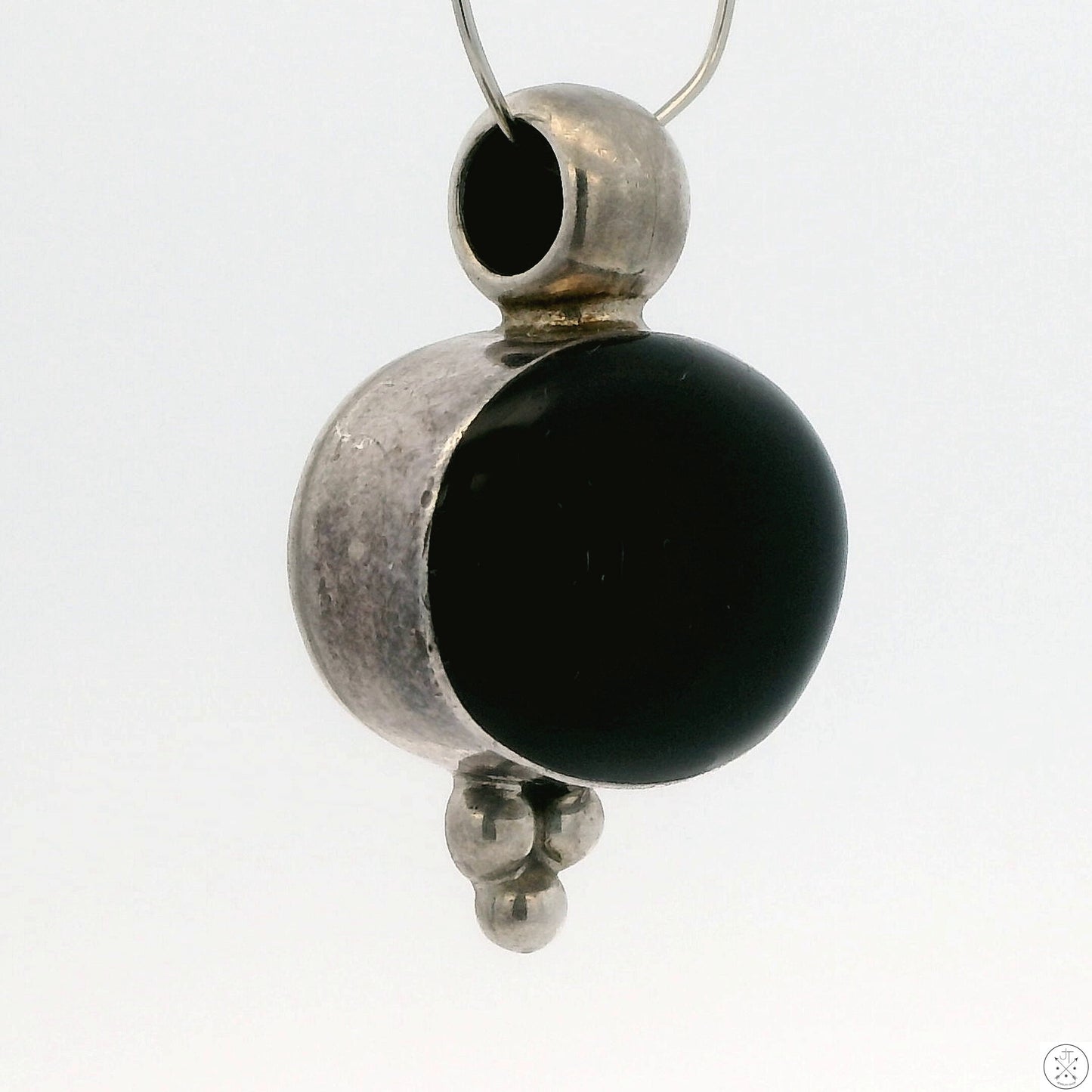 Vintage Sterling Silver Pendant with Onyx ATI Mexico