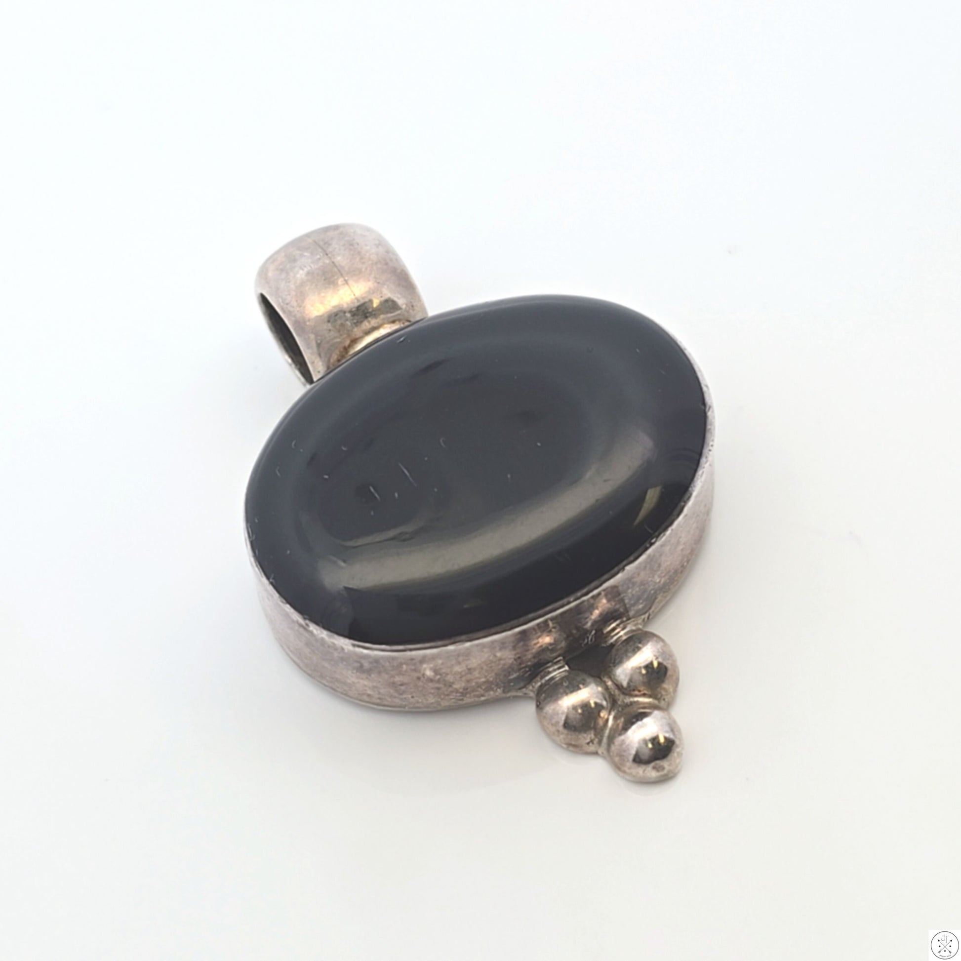 Vintage Sterling Silver Pendant with Onyx ATI Mexico