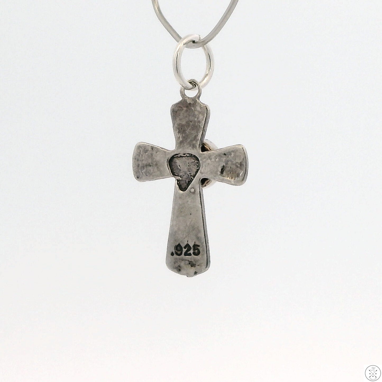 Small Vintage Sterling Silver Cross Pendant with Opal