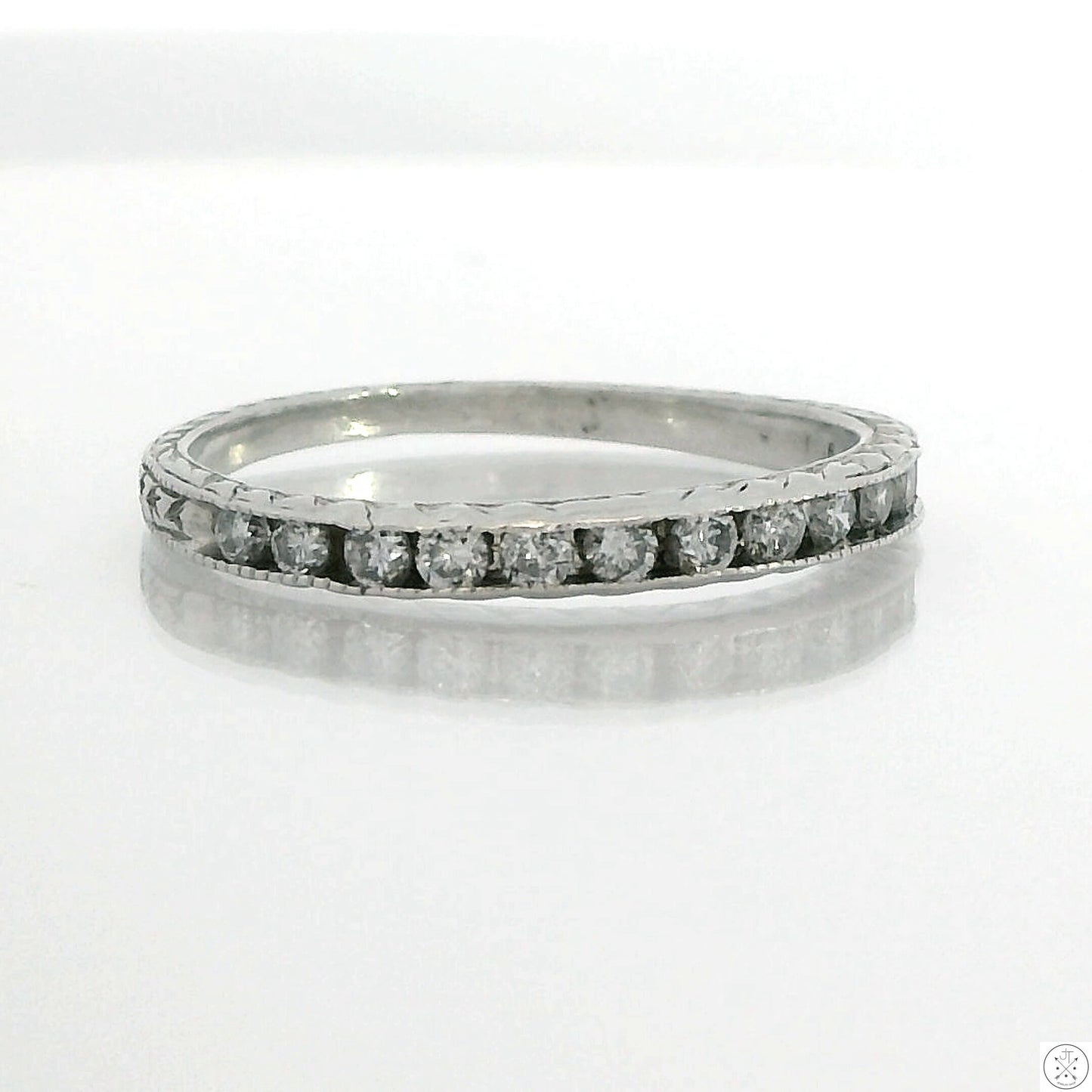 Vintage 950 Platinum 2.3 mm Band 1/3 ctw Natural Diamonds Size 6 Thin Stack