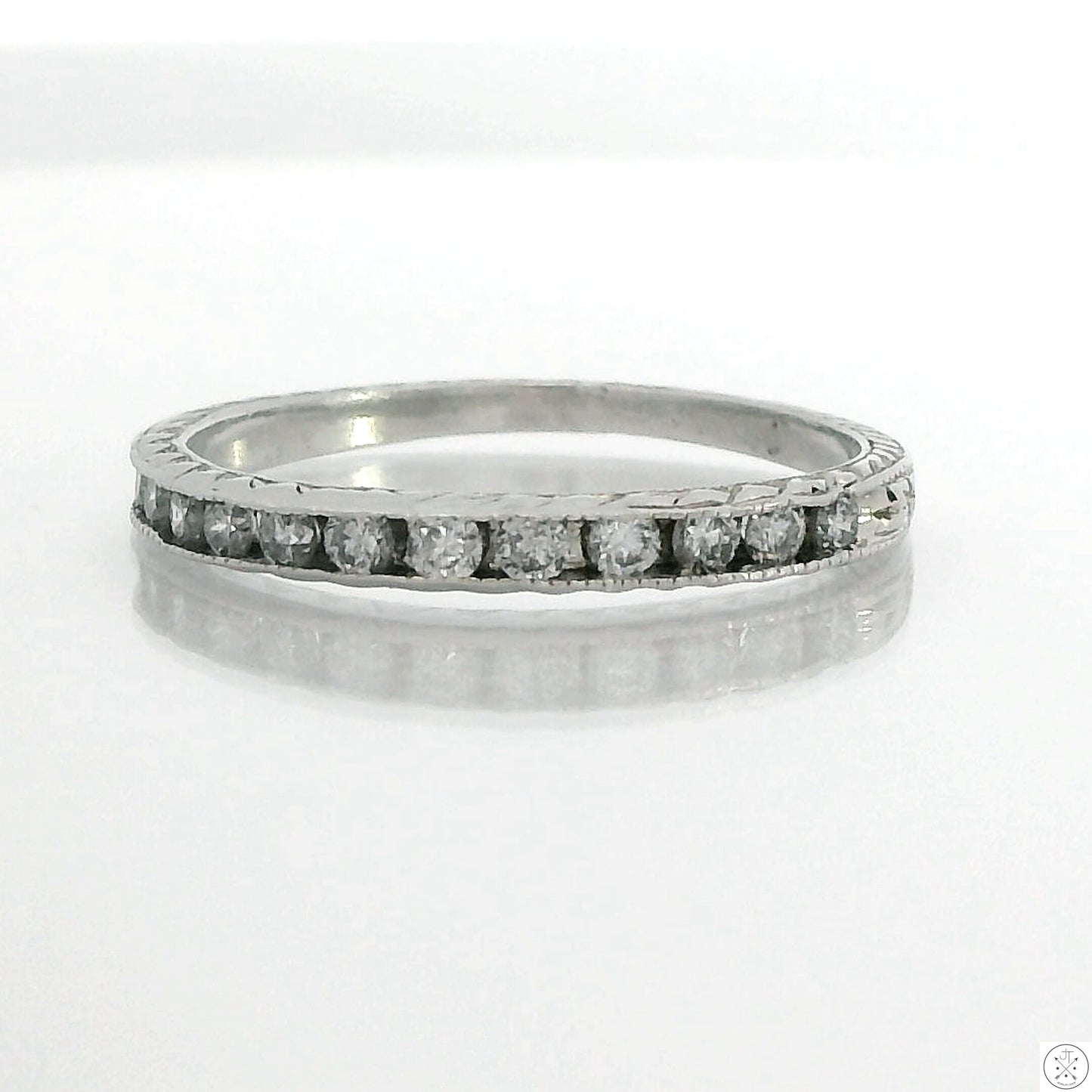 Vintage 950 Platinum 2.3 mm Band 1/3 ctw Natural Diamonds Size 6 Thin Stack