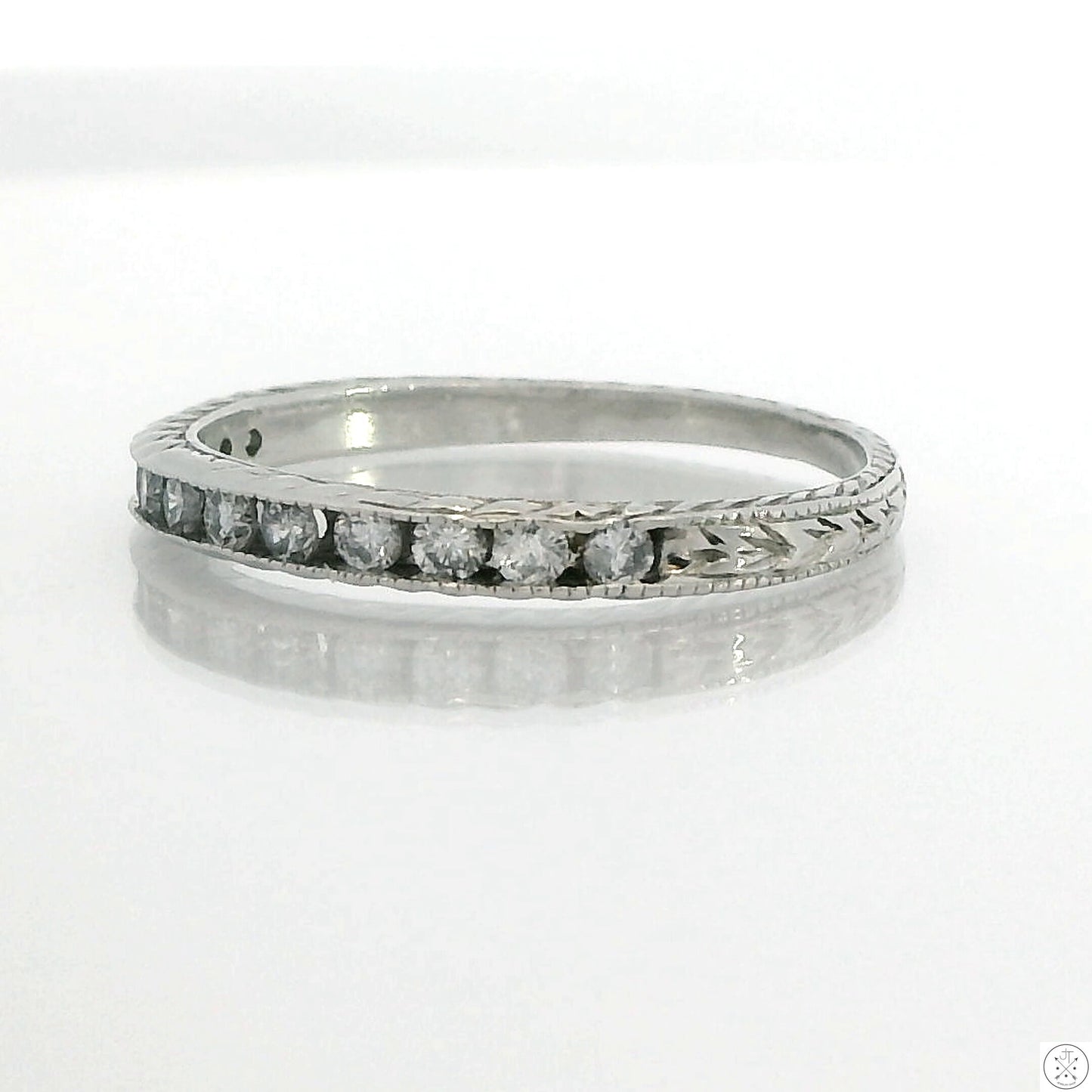 Vintage 950 Platinum 2.3 mm Band 1/3 ctw Natural Diamonds Size 6 Thin Stack