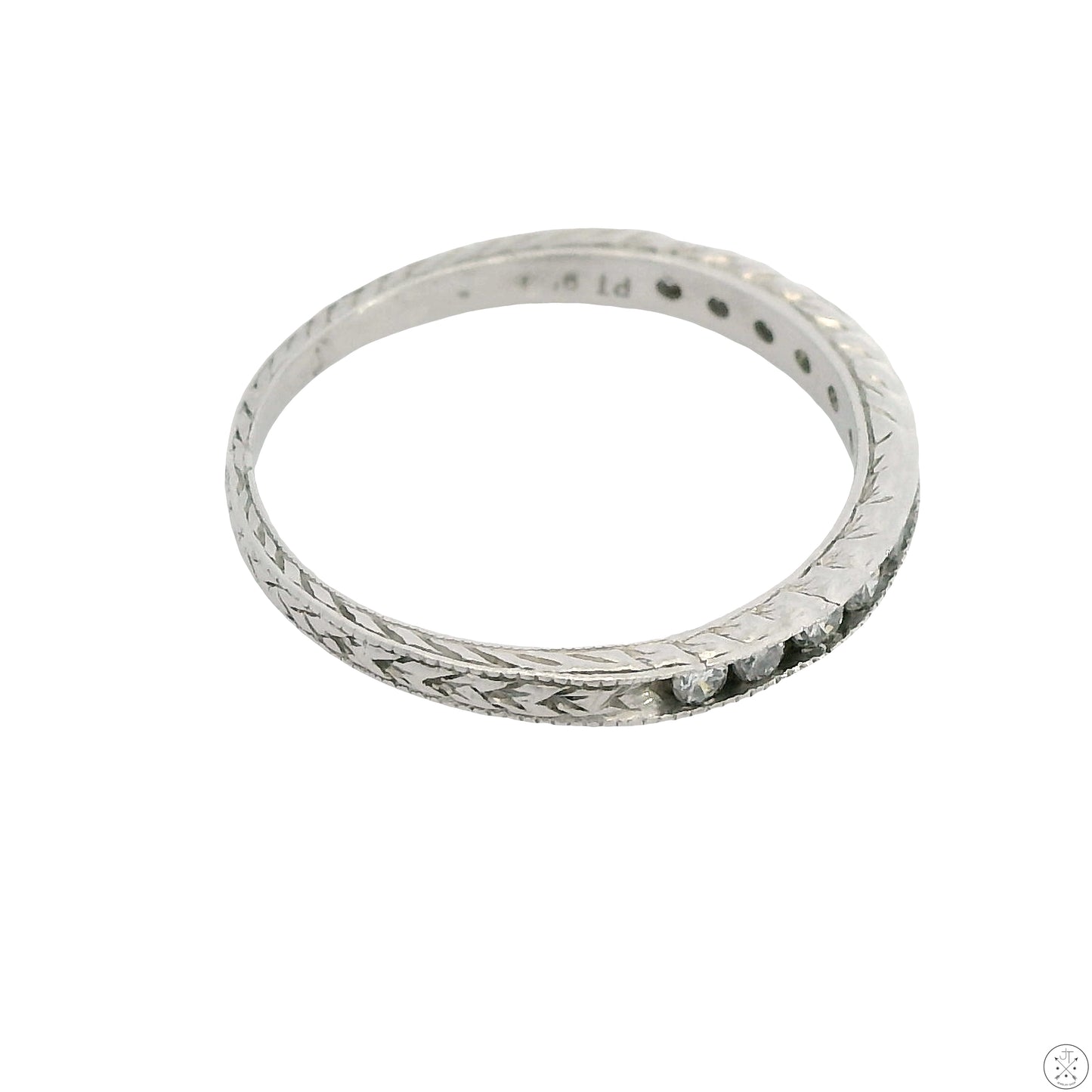 Vintage 950 Platinum 2.3 mm Band 1/3 ctw Natural Diamonds Size 6 Thin Stack