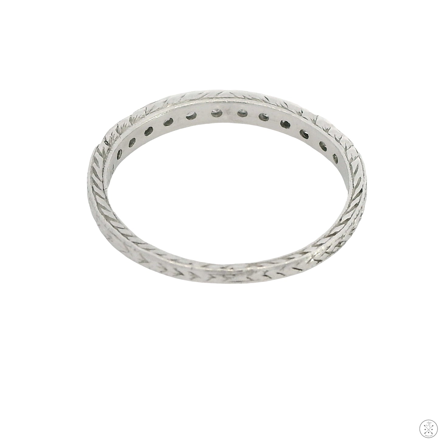 Vintage 950 Platinum 2.3 mm Band 1/3 ctw Natural Diamonds Size 6 Thin Stack