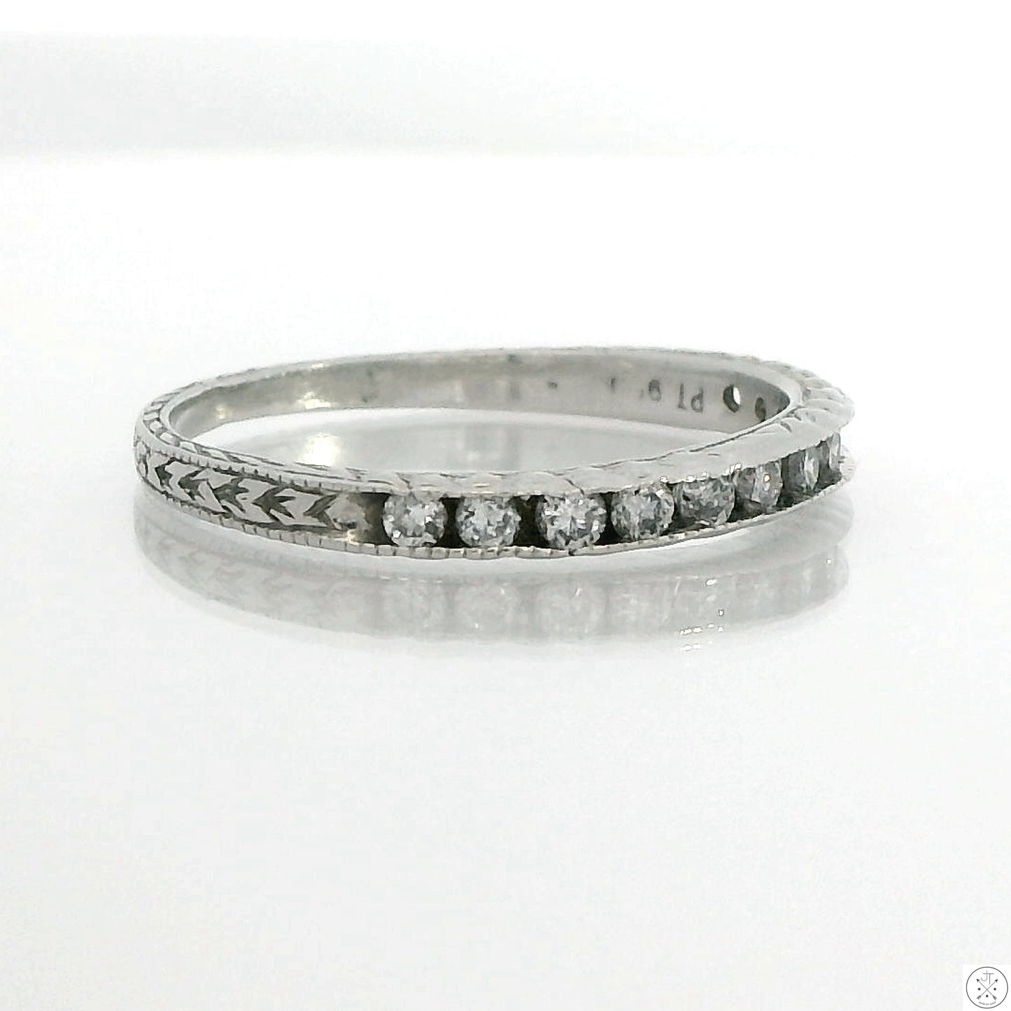 Vintage 950 Platinum 2.3 mm Band 1/3 ctw Natural Diamonds Size 6 Thin Stack
